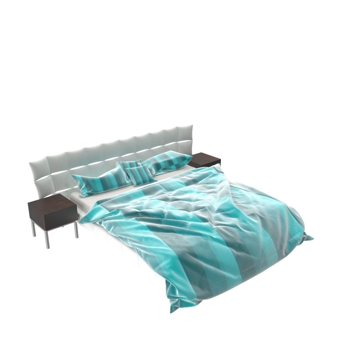 Bed c with stripes 3D model_3