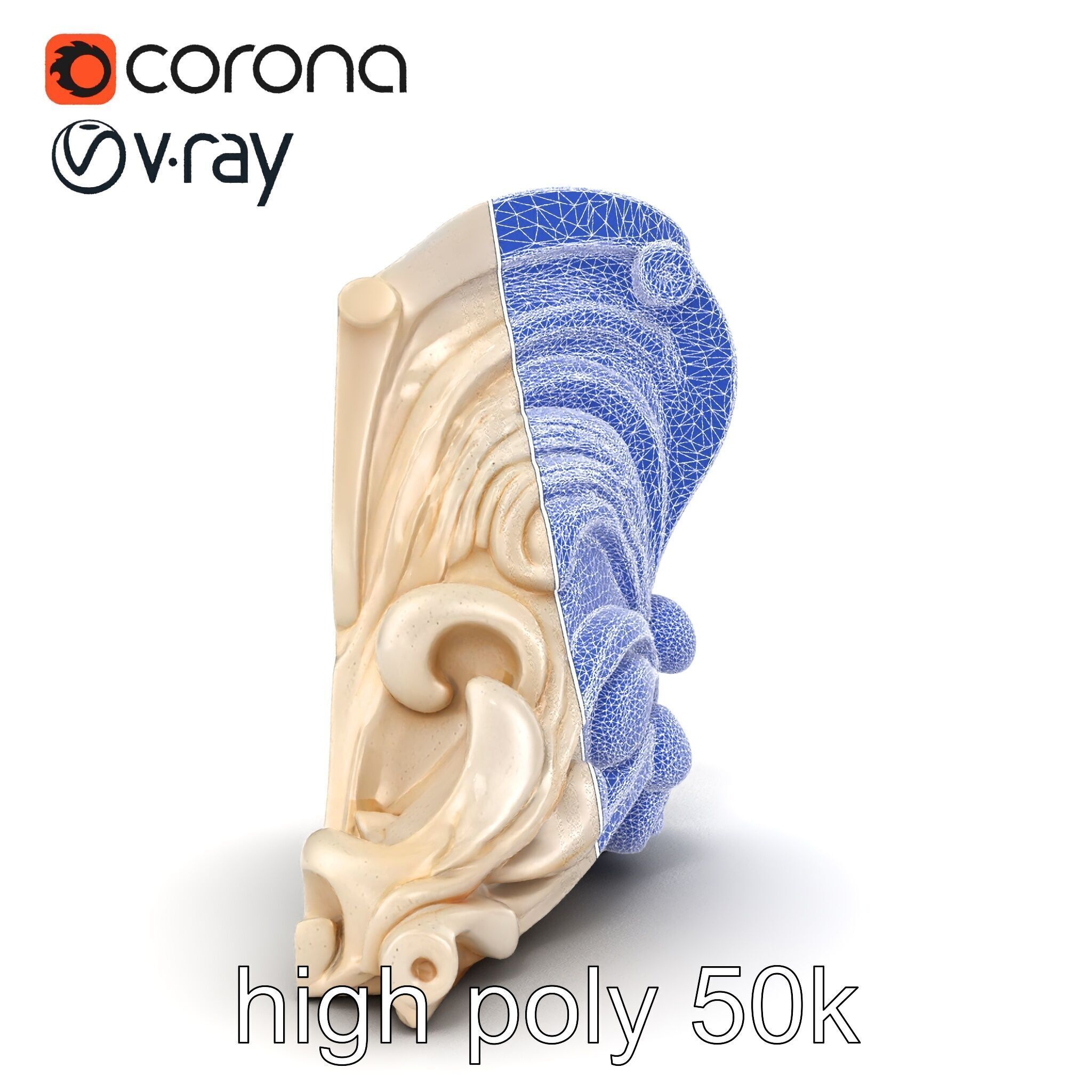 Art Nouveau Decorative Moldings model pack Low-poly 3D model_11