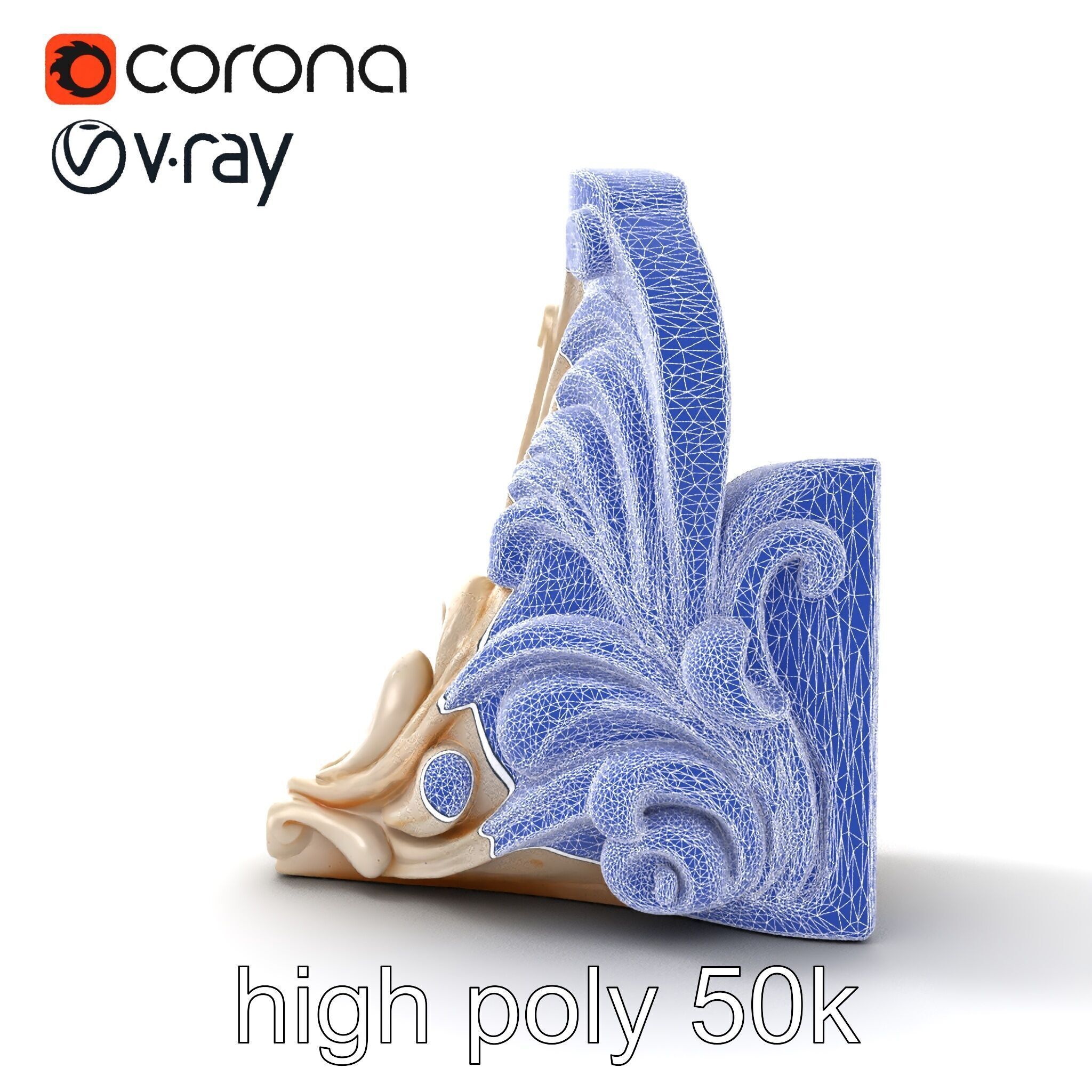 Art Nouveau Decorative Moldings model pack Low-poly 3D model_26