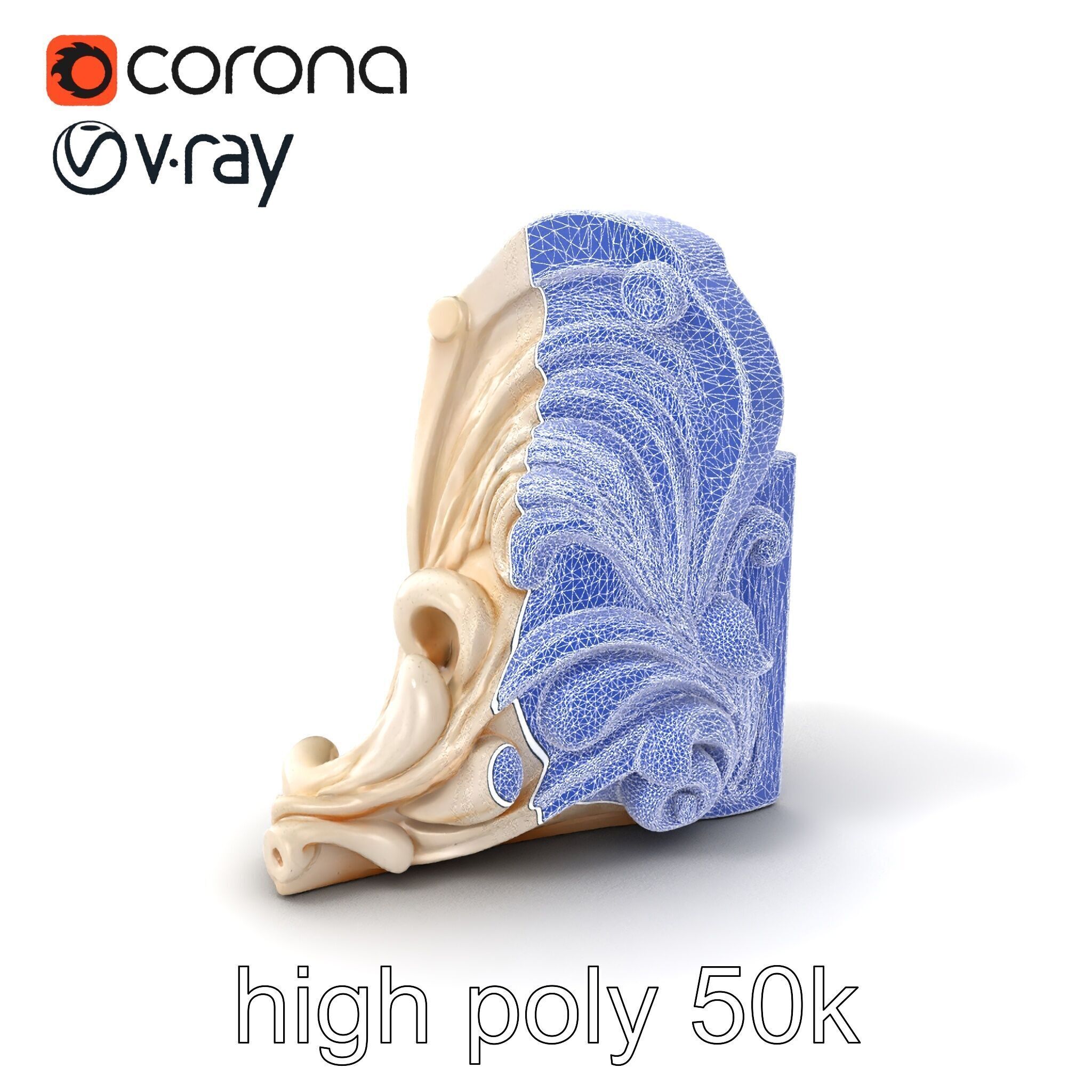 Art Nouveau Decorative Moldings model pack Low-poly 3D model_1