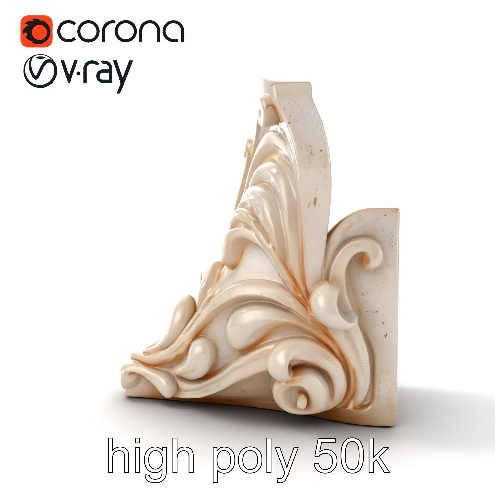 Art Nouveau Decorative Moldings model pack Low-poly 3D model_21