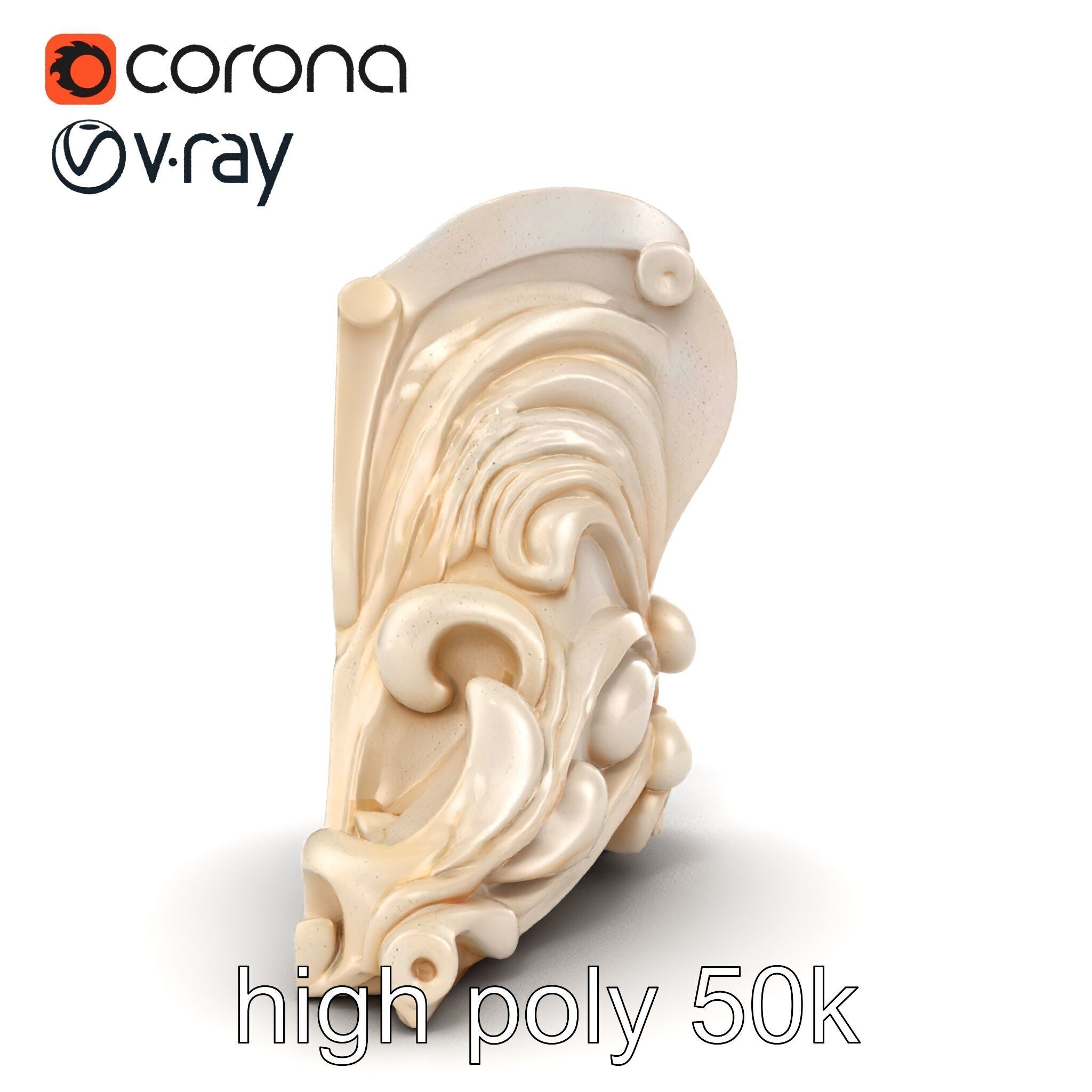 Art Nouveau Decorative Moldings model pack Low-poly 3D model_25
