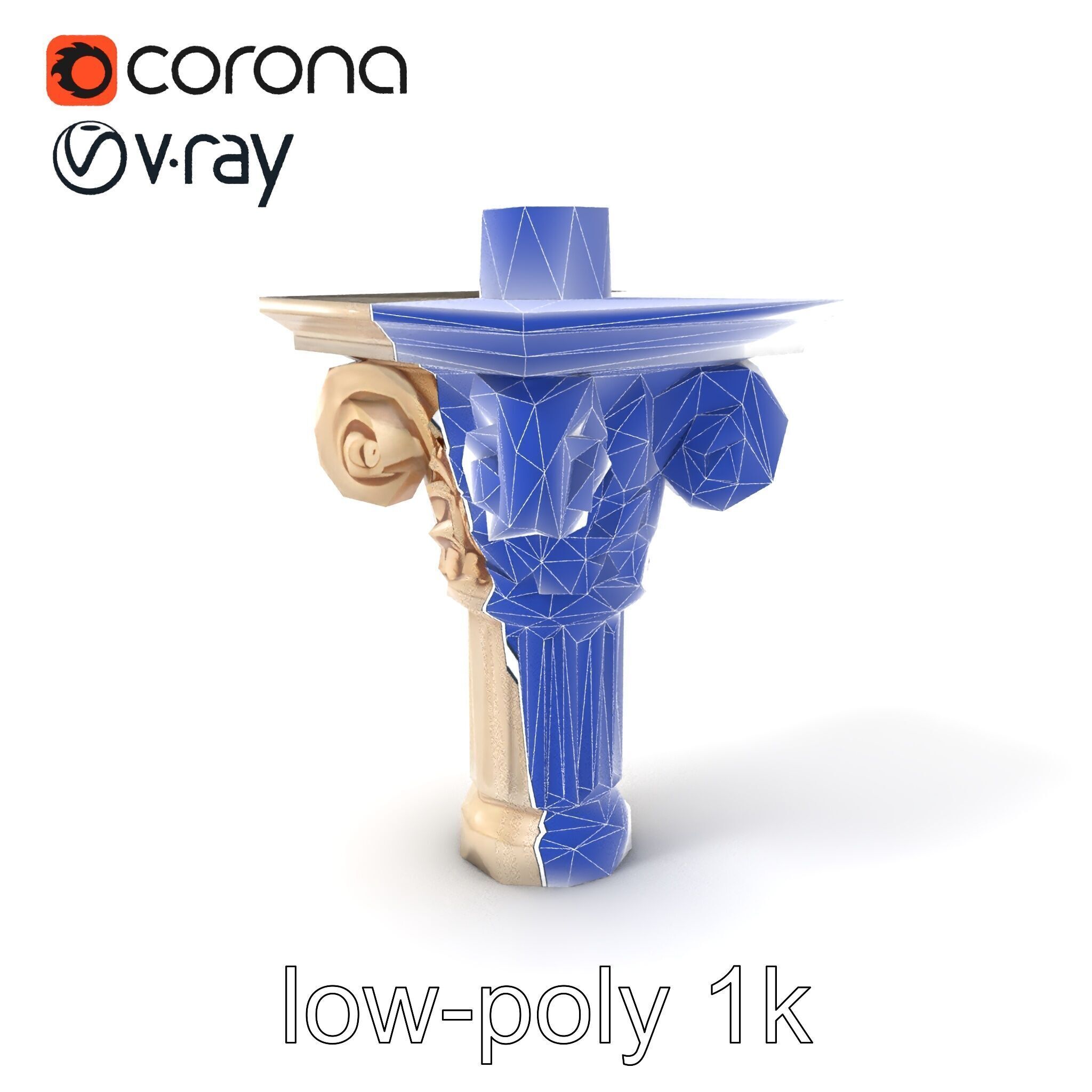 Acanthus Leaf Column Capital model pack Low-poly 3D model_6