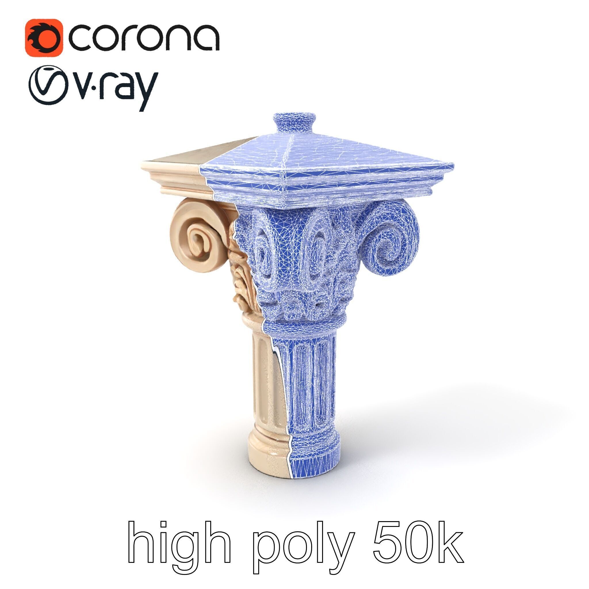 Acanthus Leaf Column Capital model pack Low-poly 3D model_1