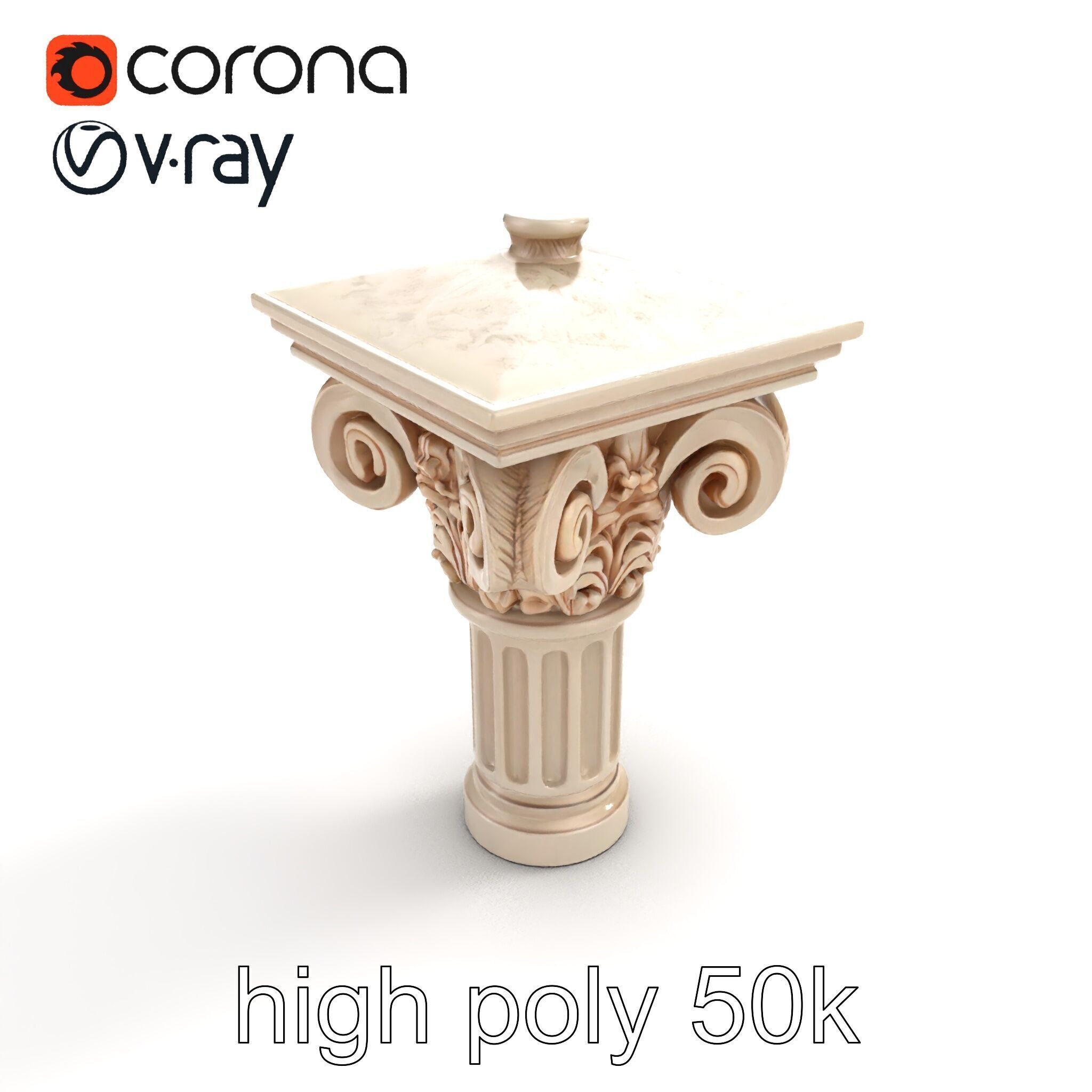 Acanthus Leaf Column Capital model pack Low-poly 3D model_9