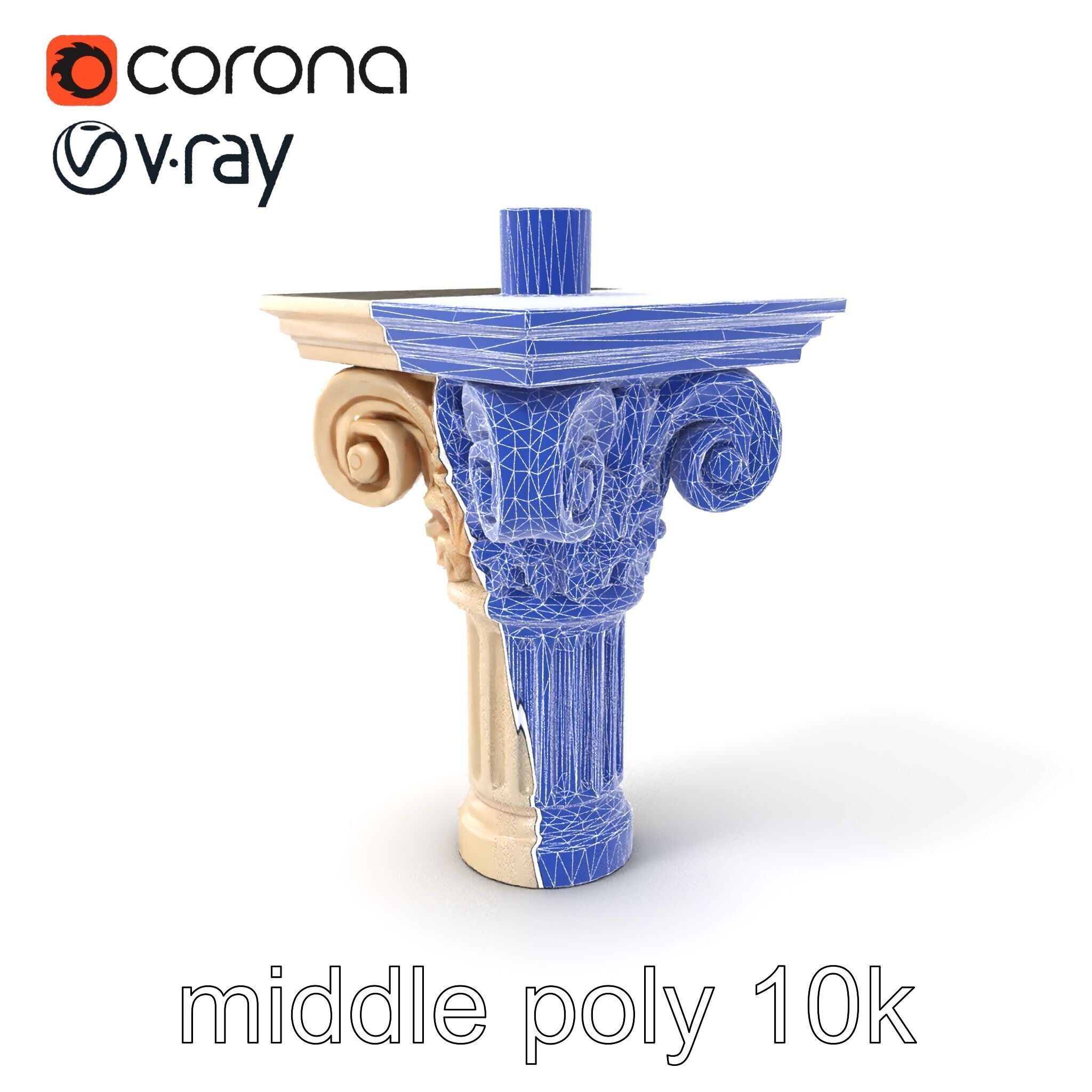 Acanthus Leaf Column Capital model pack Low-poly 3D model_5
