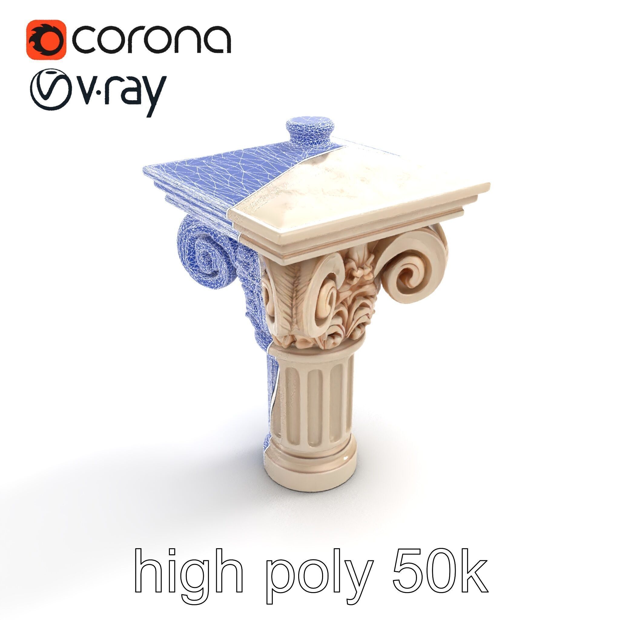 Acanthus Leaf Column Capital model pack Low-poly 3D model_18