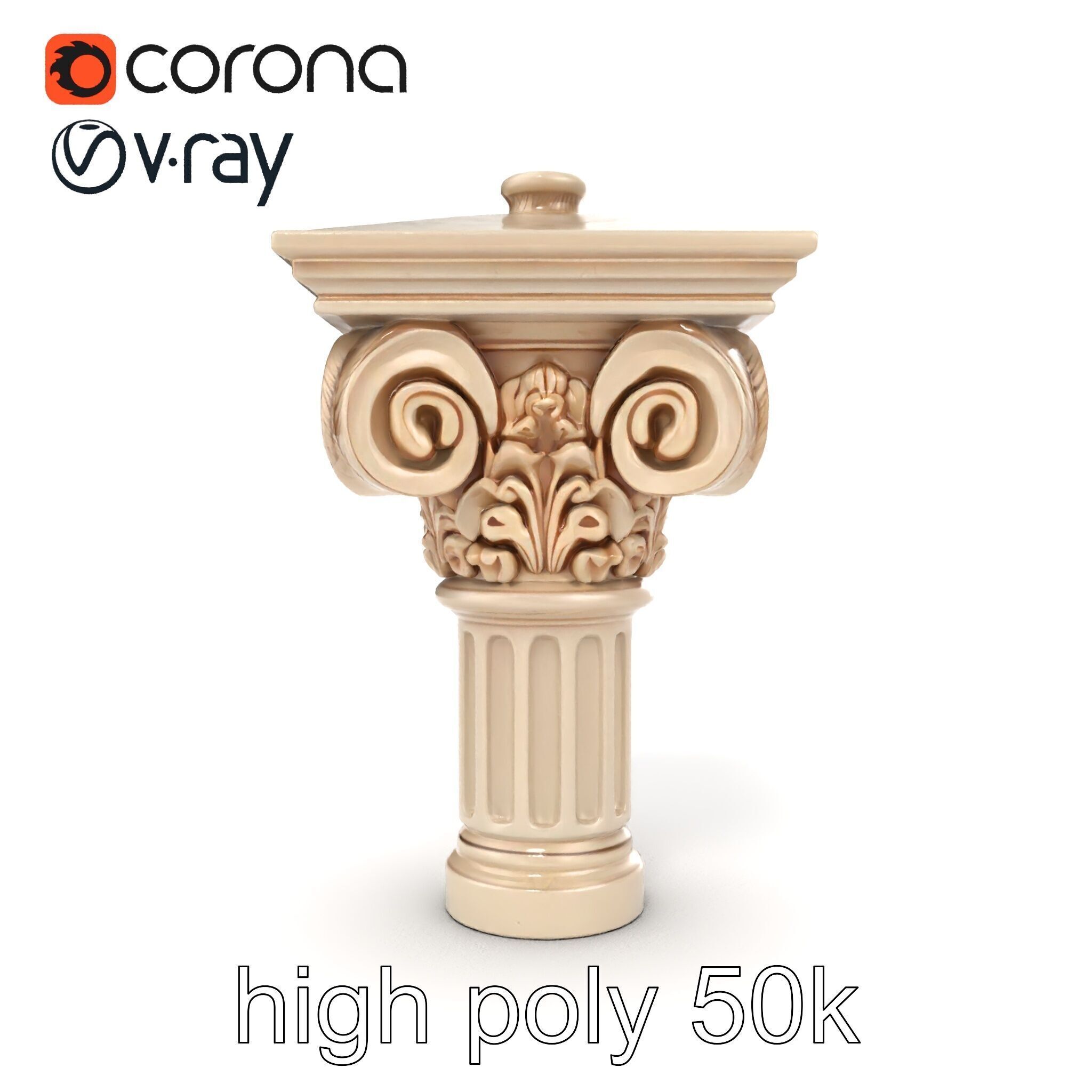 Acanthus Leaf Column Capital model pack Low-poly 3D model_27
