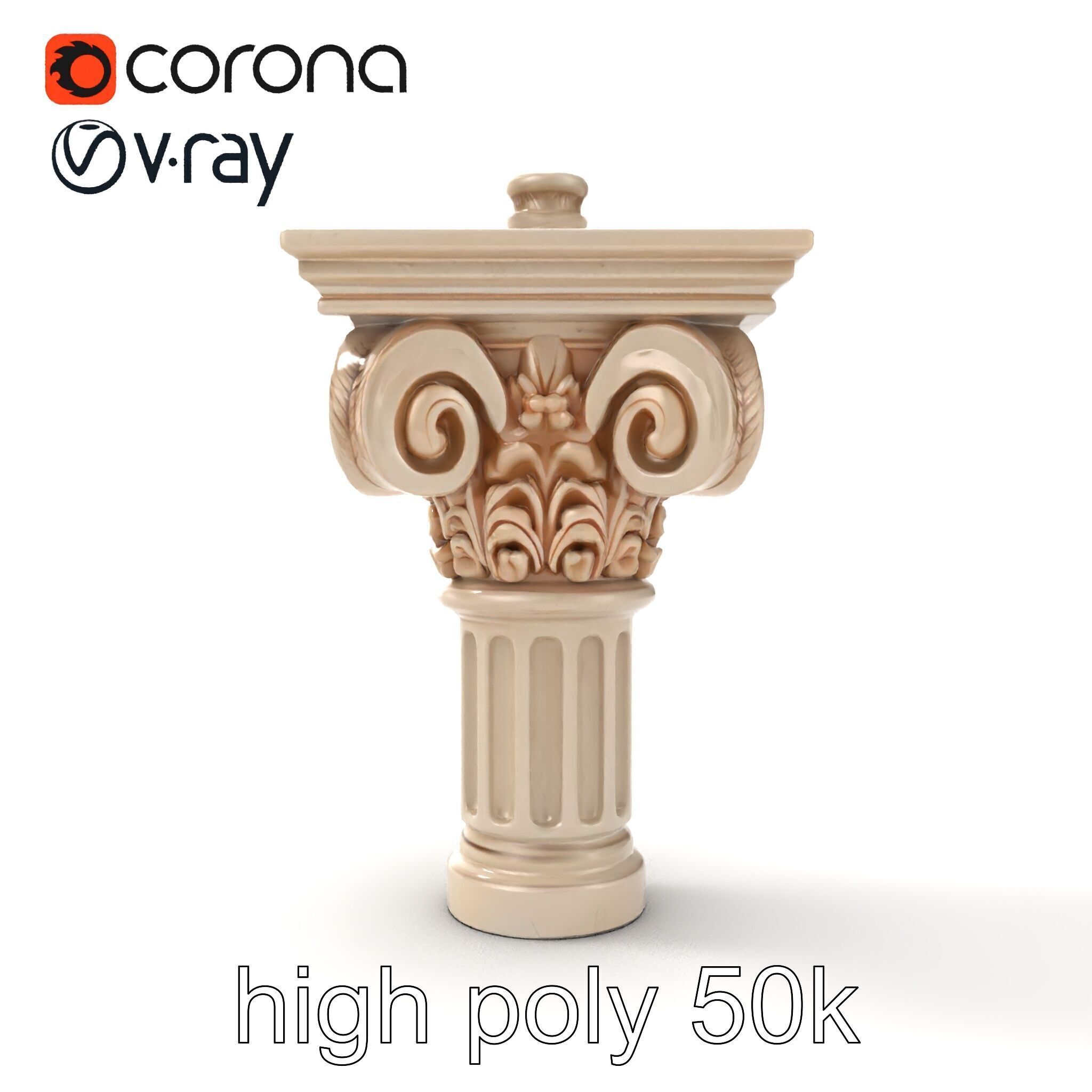 Acanthus Leaf Column Capital model pack Low-poly 3D model_25