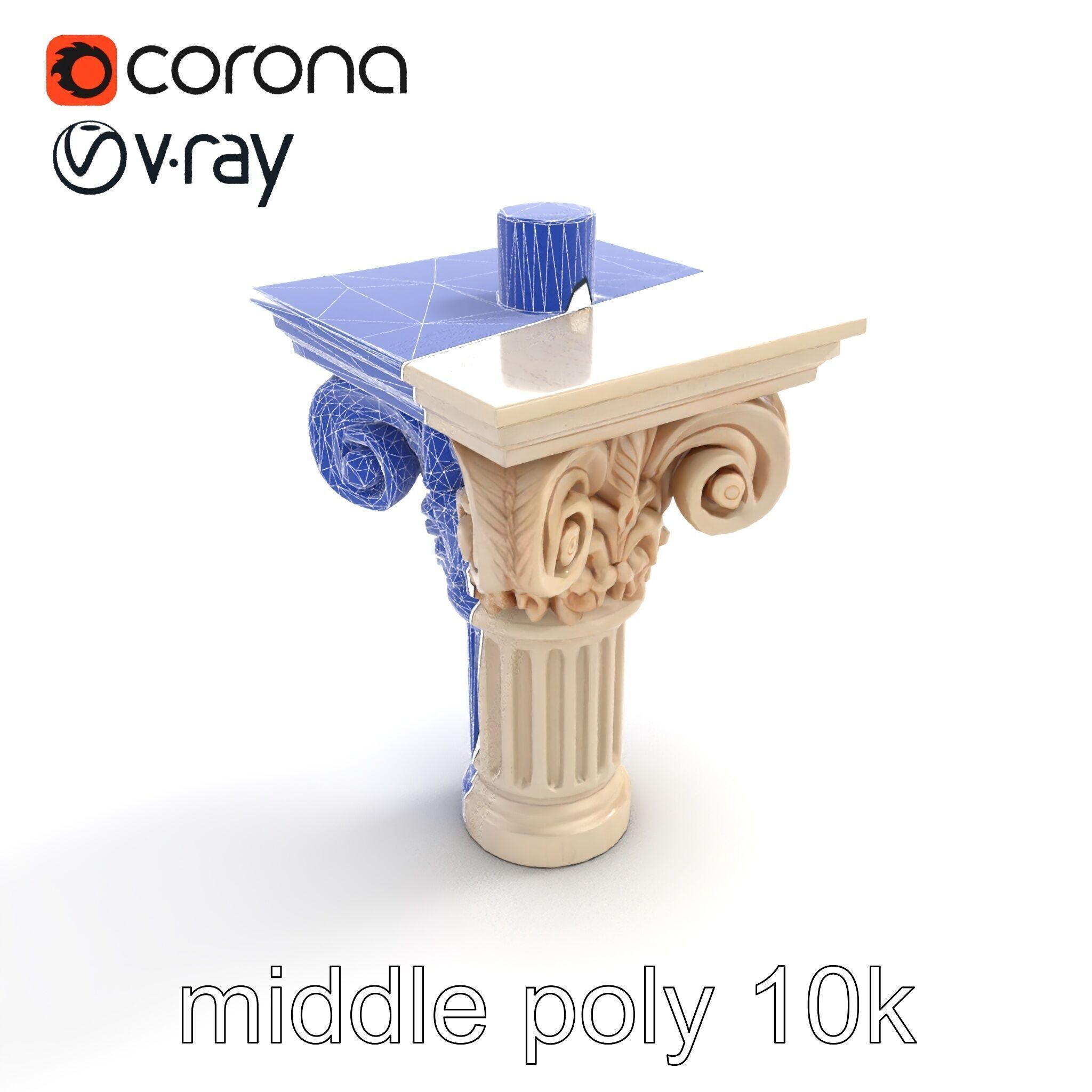 Acanthus Leaf Column Capital model pack Low-poly 3D model_16