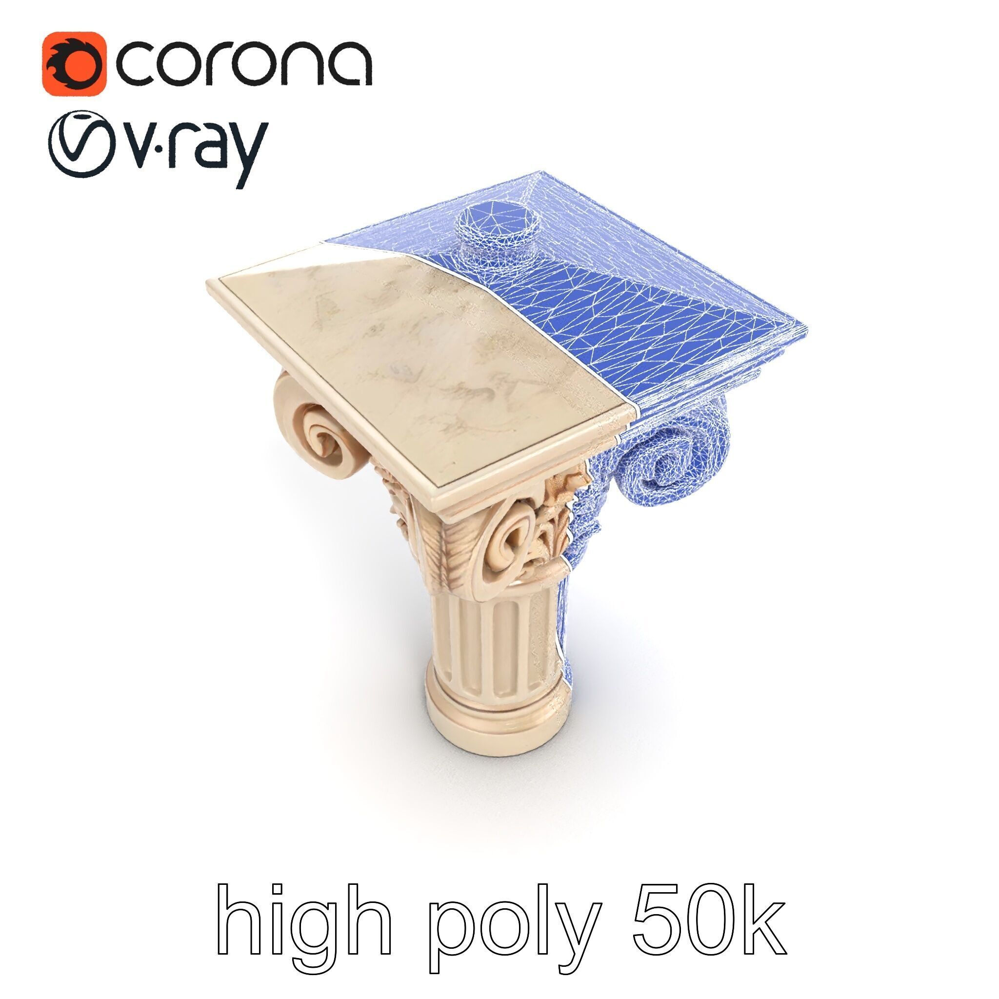 Acanthus Leaf Column Capital model pack Low-poly 3D model_30