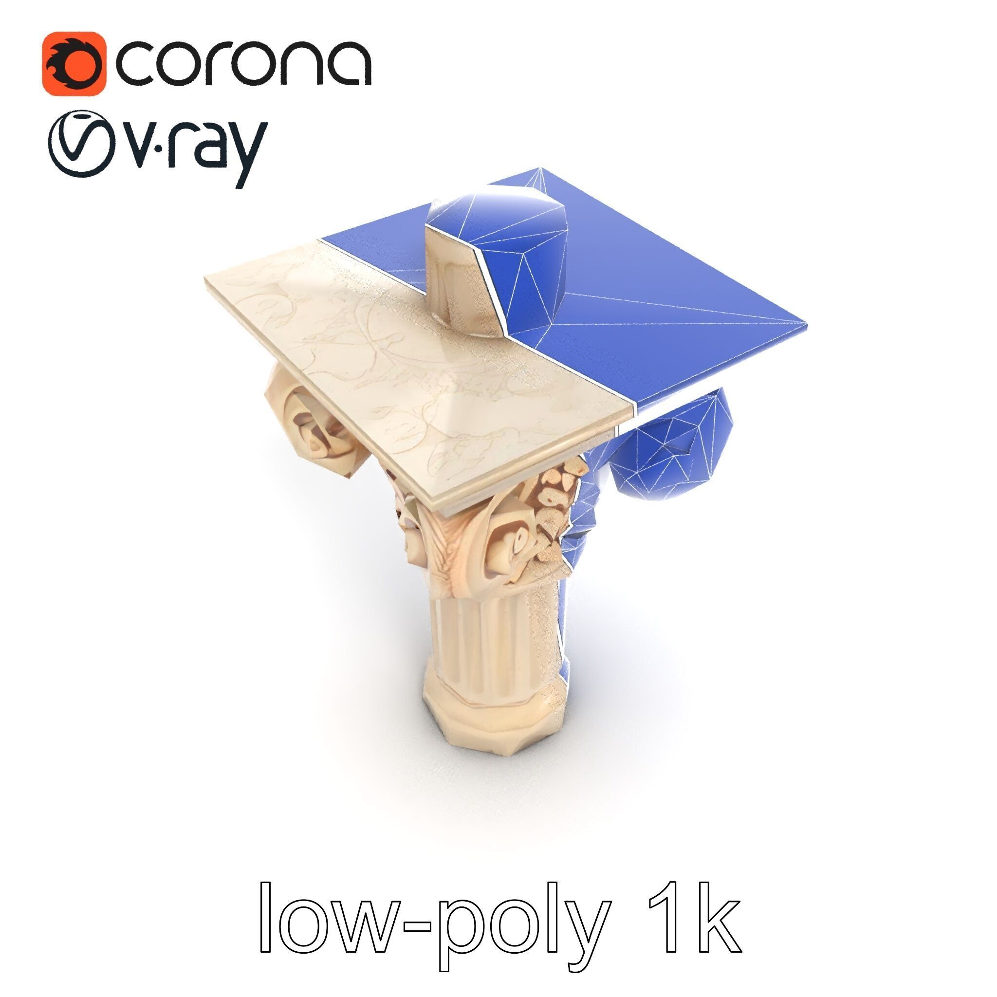 Acanthus Leaf Column Capital model pack Low-poly 3D model_22