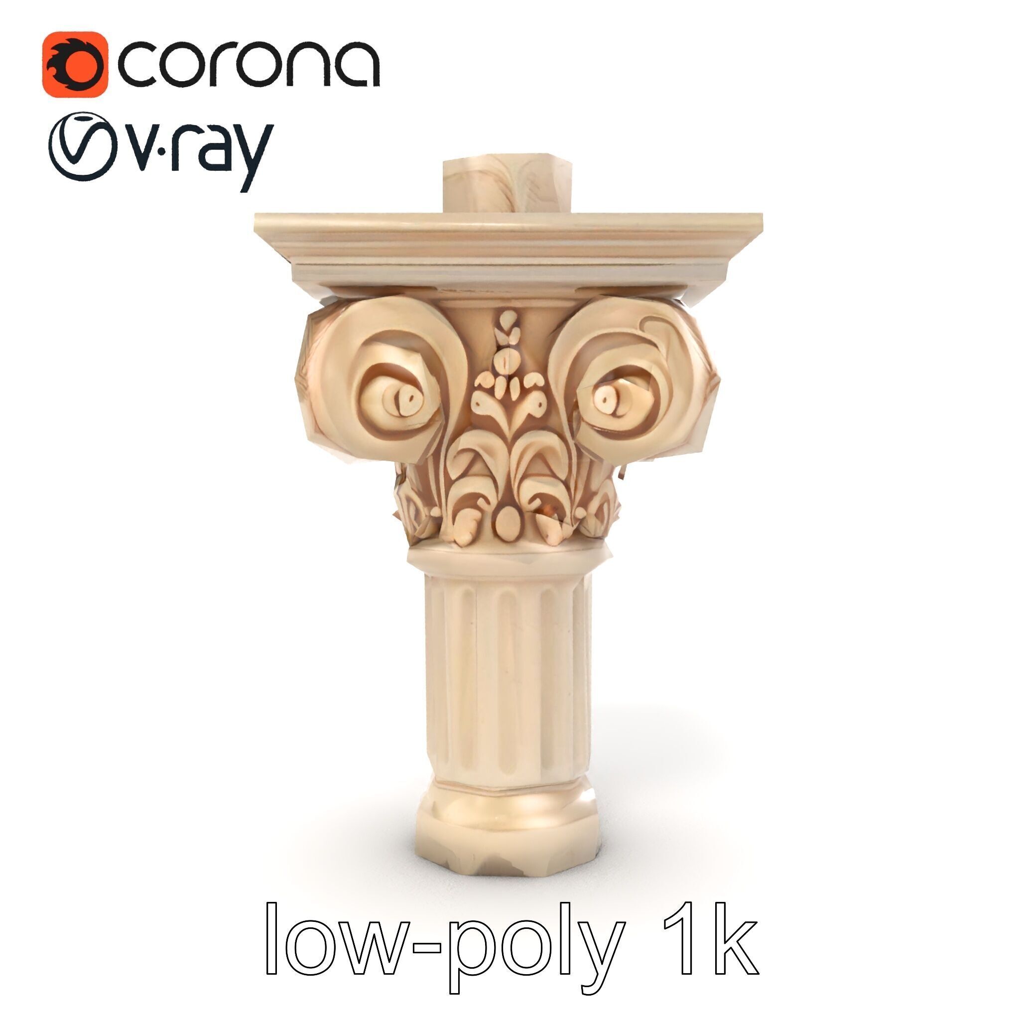 Acanthus Leaf Column Capital model pack Low-poly 3D model_14
