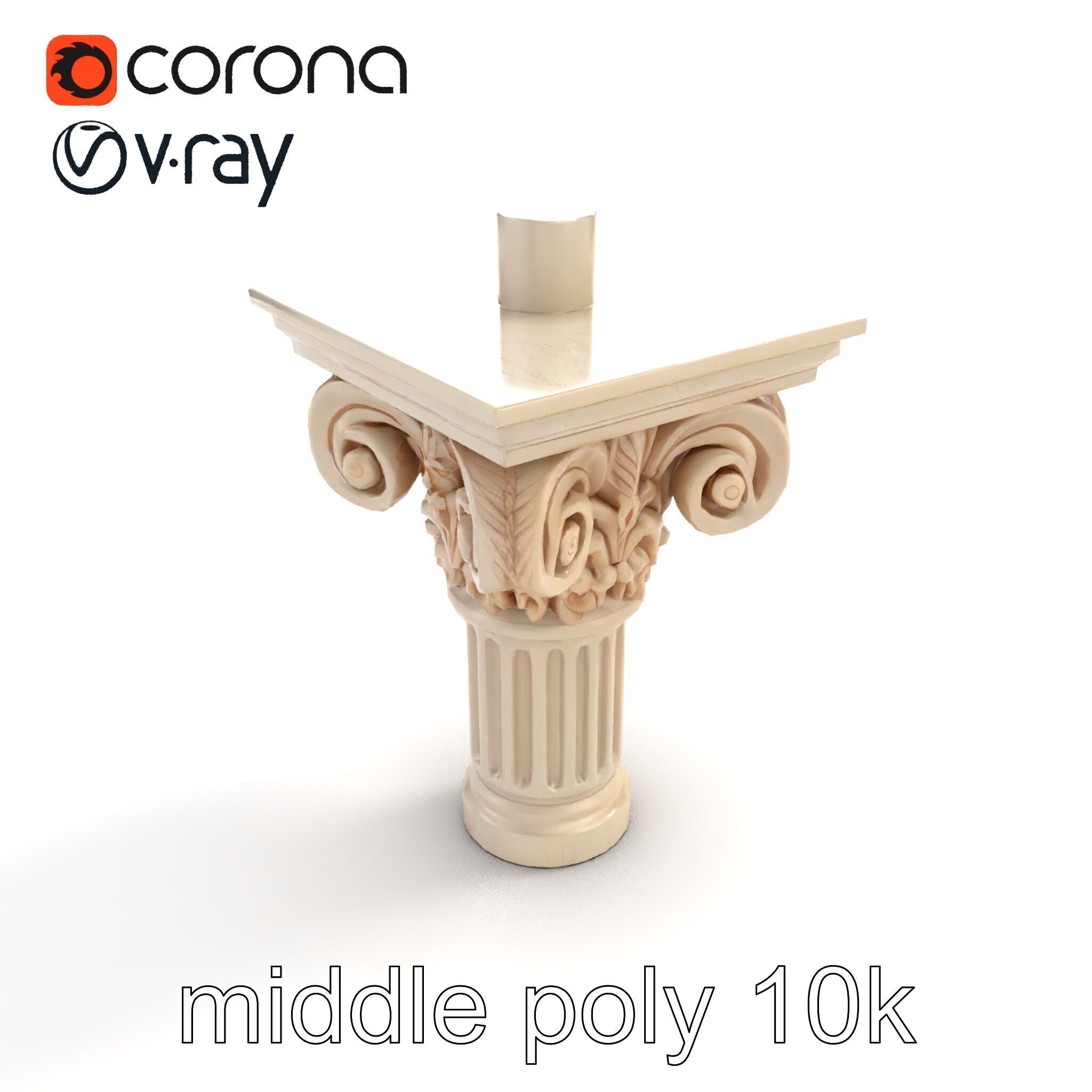 Acanthus Leaf Column Capital model pack Low-poly 3D model_7