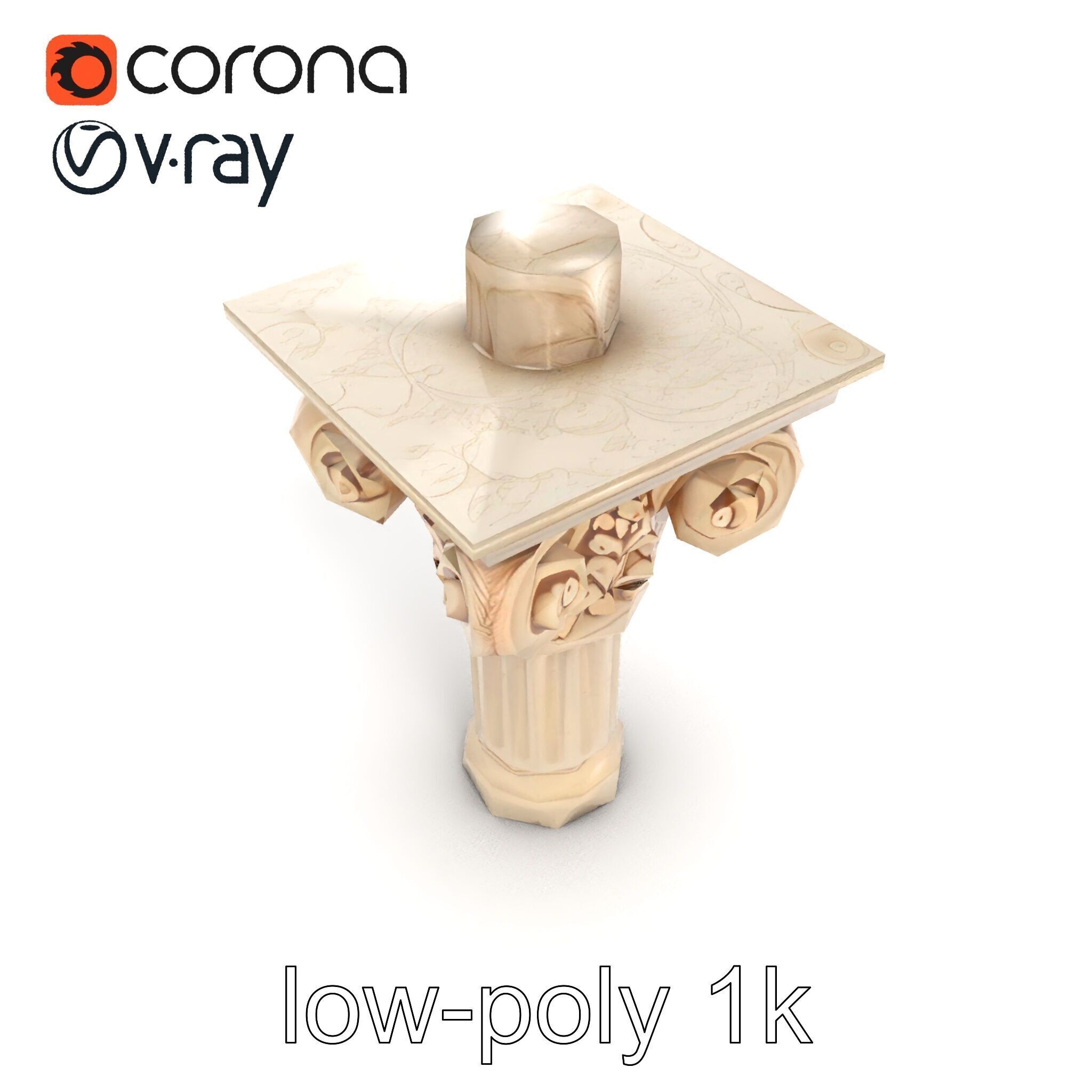 Acanthus Leaf Column Capital model pack Low-poly 3D model_13