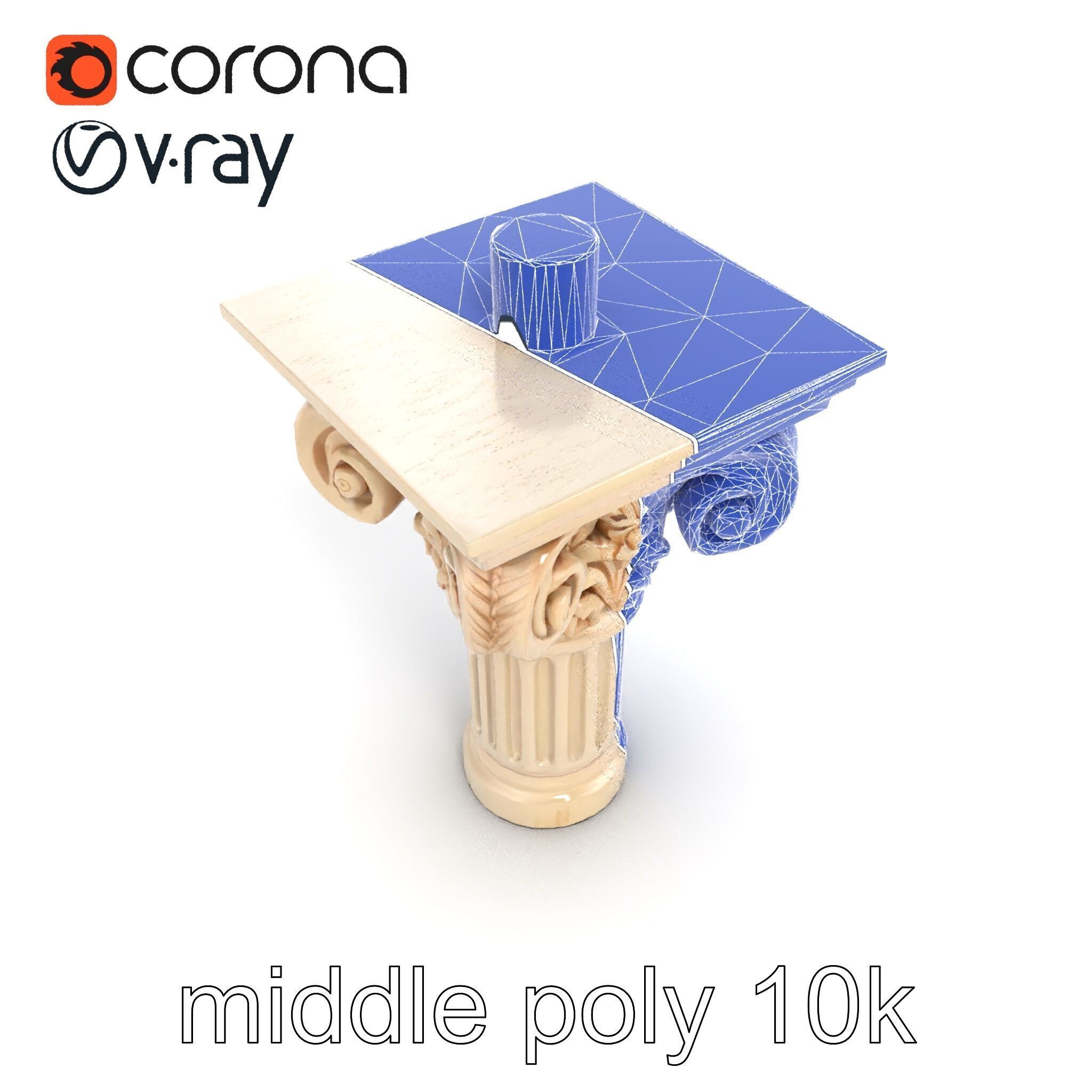 Acanthus Leaf Column Capital model pack Low-poly 3D model_11