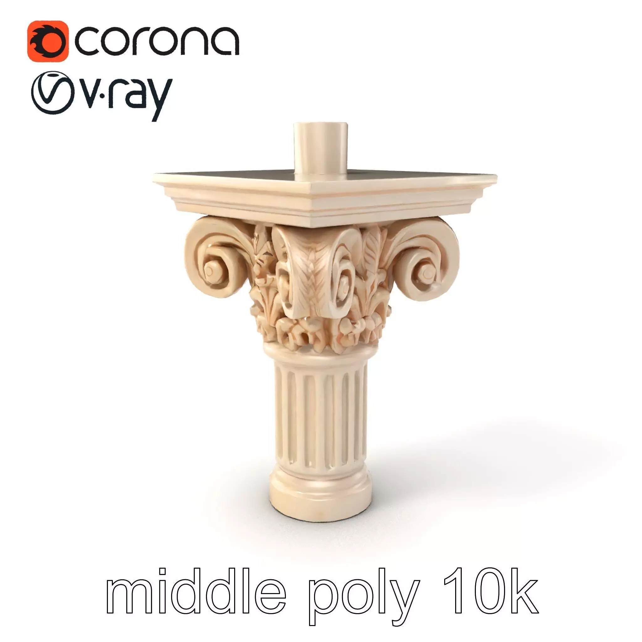 Acanthus Leaf Column Capital model pack Low-poly 3D model_0