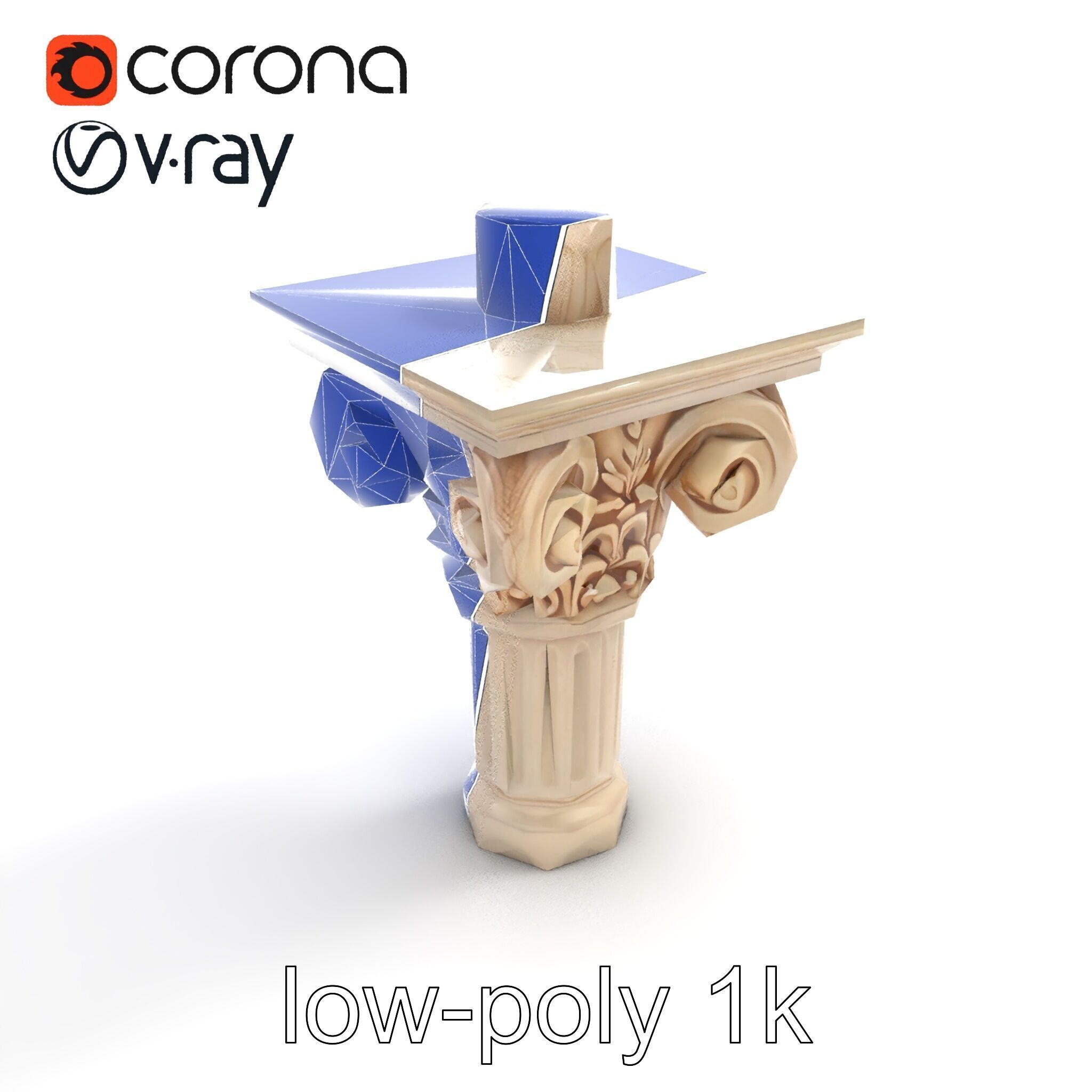 Acanthus Leaf Column Capital model pack Low-poly 3D model_10