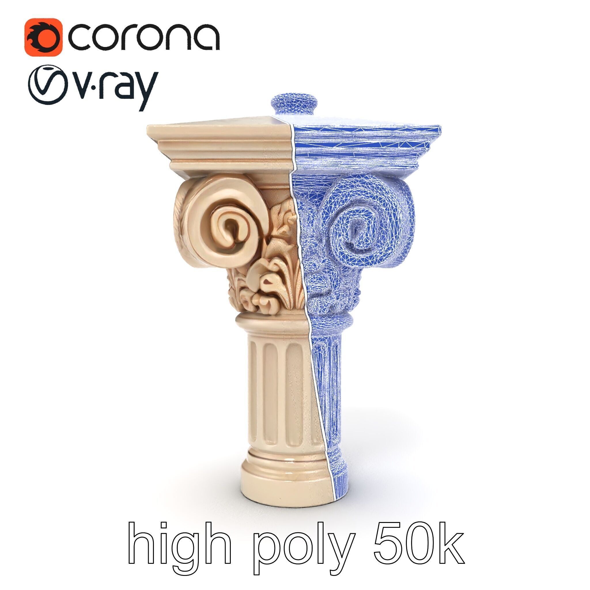 Acanthus Leaf Column Capital model pack Low-poly 3D model_20