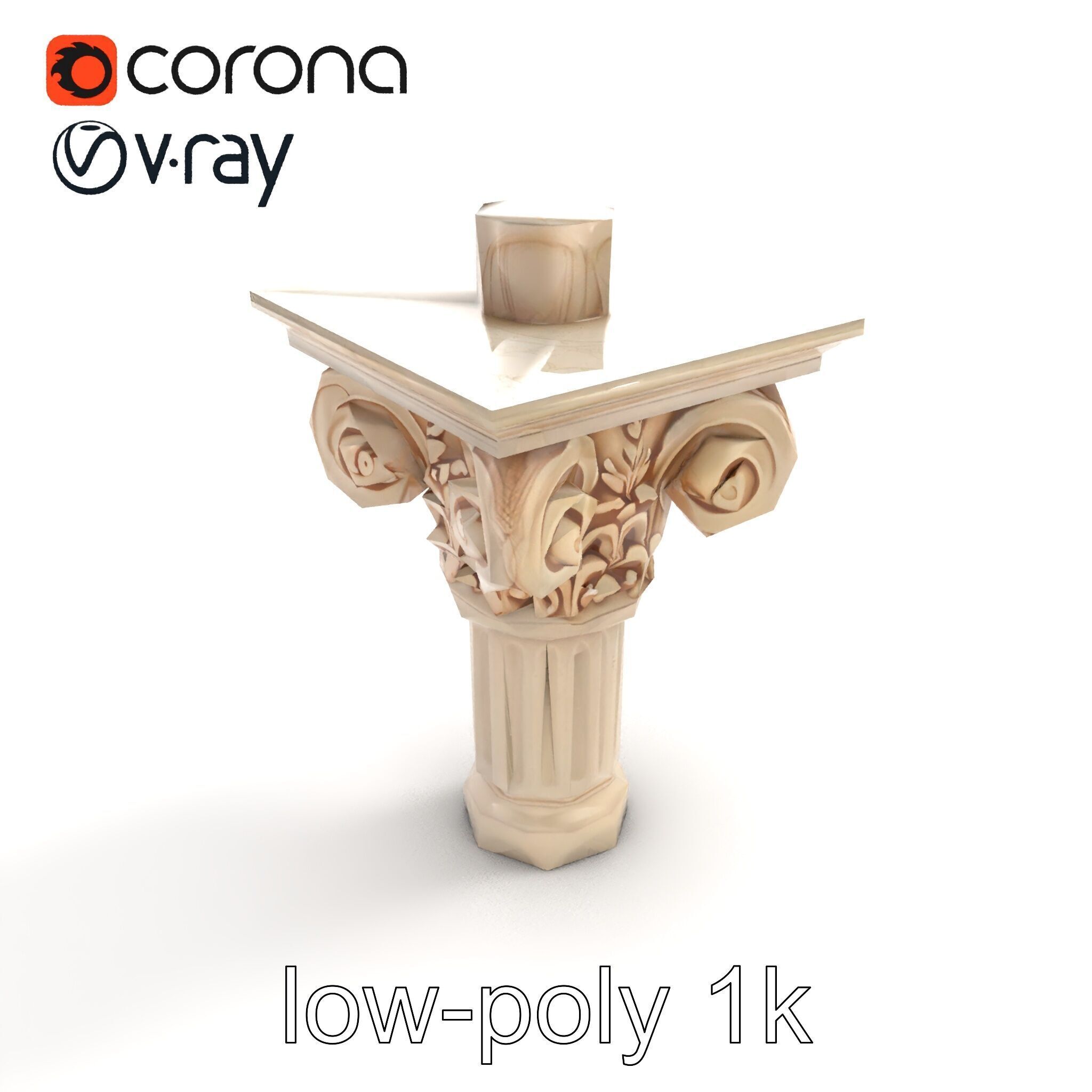 Acanthus Leaf Column Capital model pack Low-poly 3D model_8