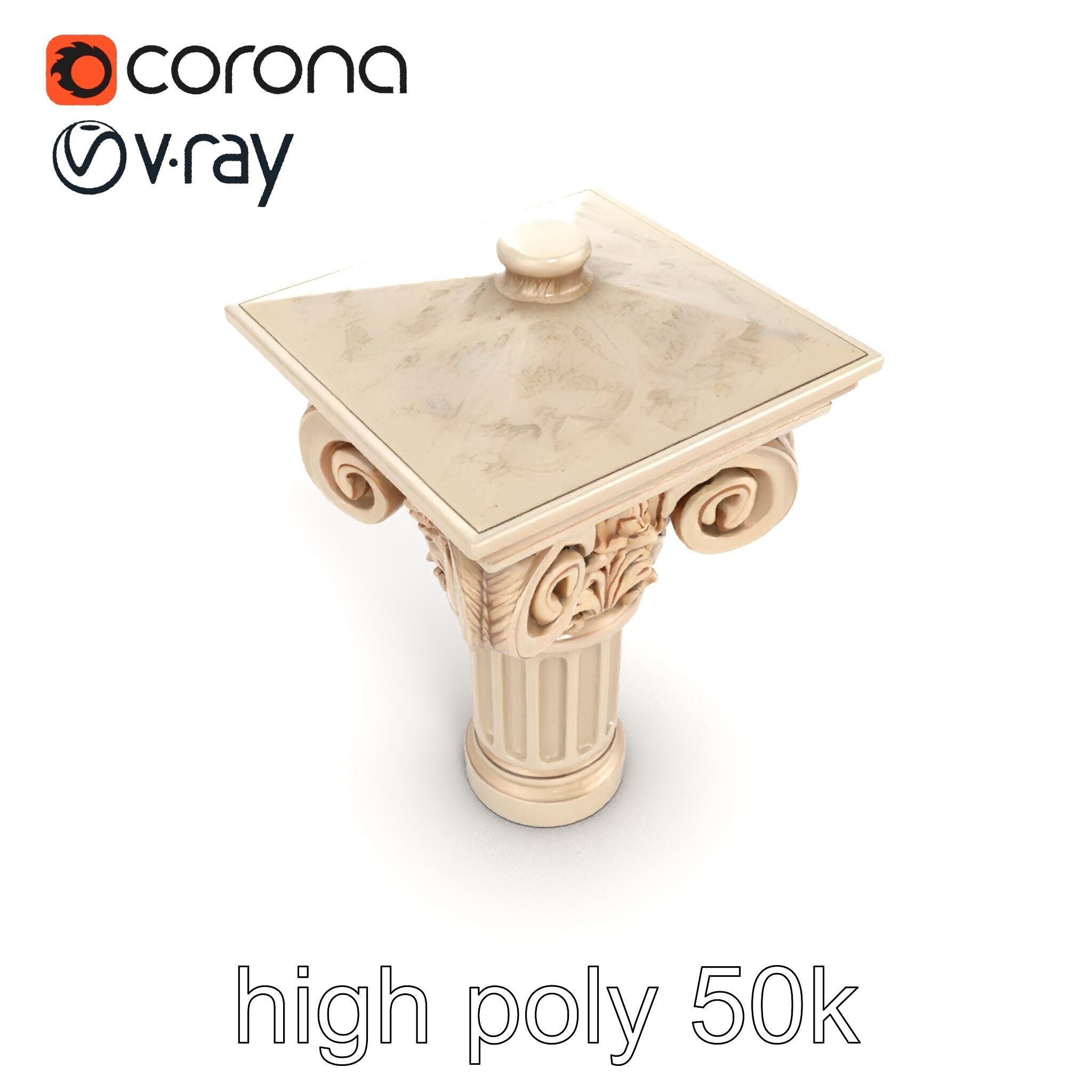 Acanthus Leaf Column Capital model pack Low-poly 3D model_23