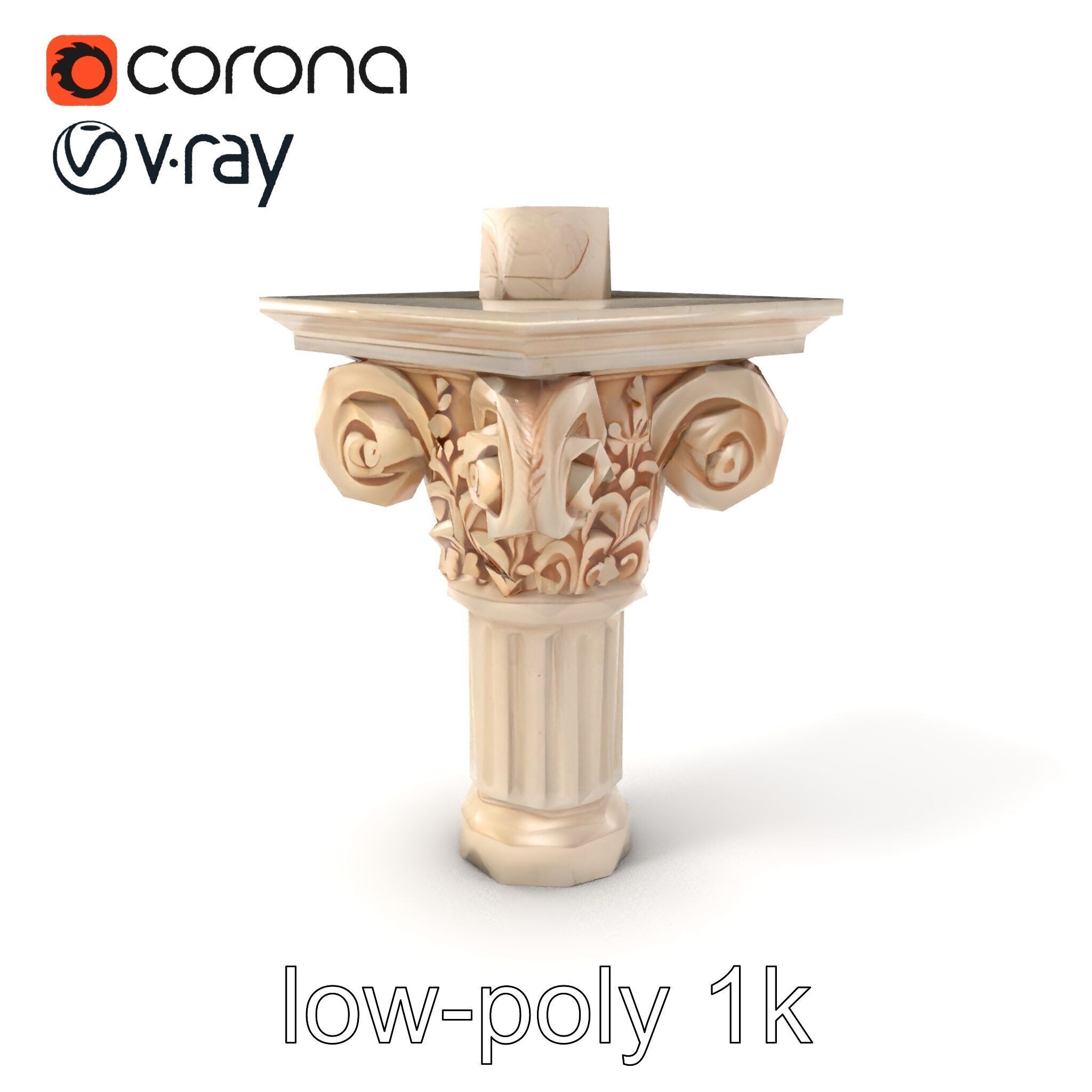 Acanthus Leaf Column Capital model pack Low-poly 3D model_4