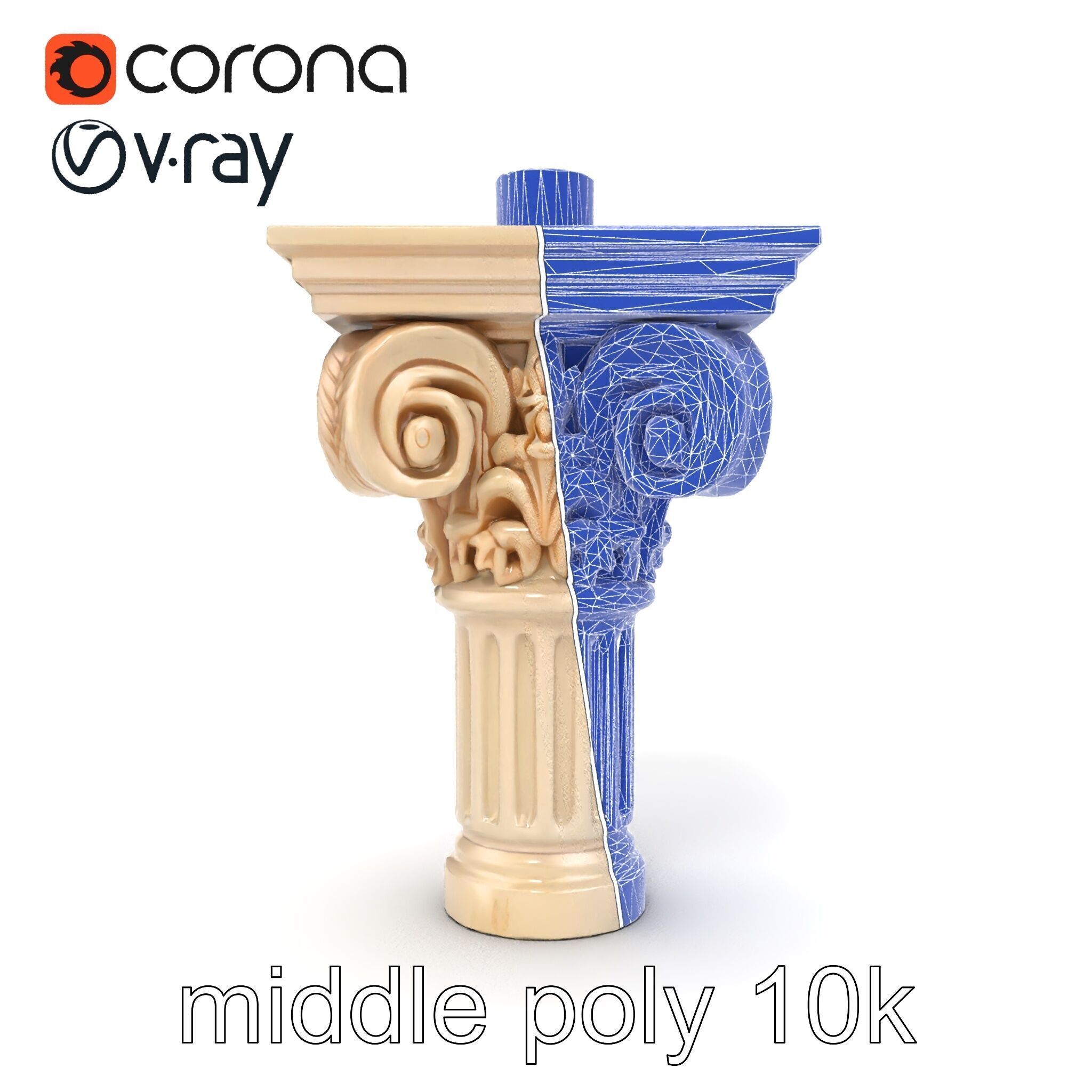 Acanthus Leaf Column Capital model pack Low-poly 3D model_15