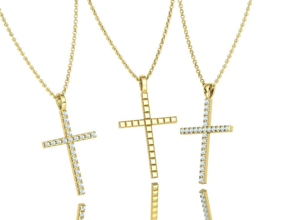 Diamond Cross Collection  30mm Cross Pendants Set of 3 Included _6