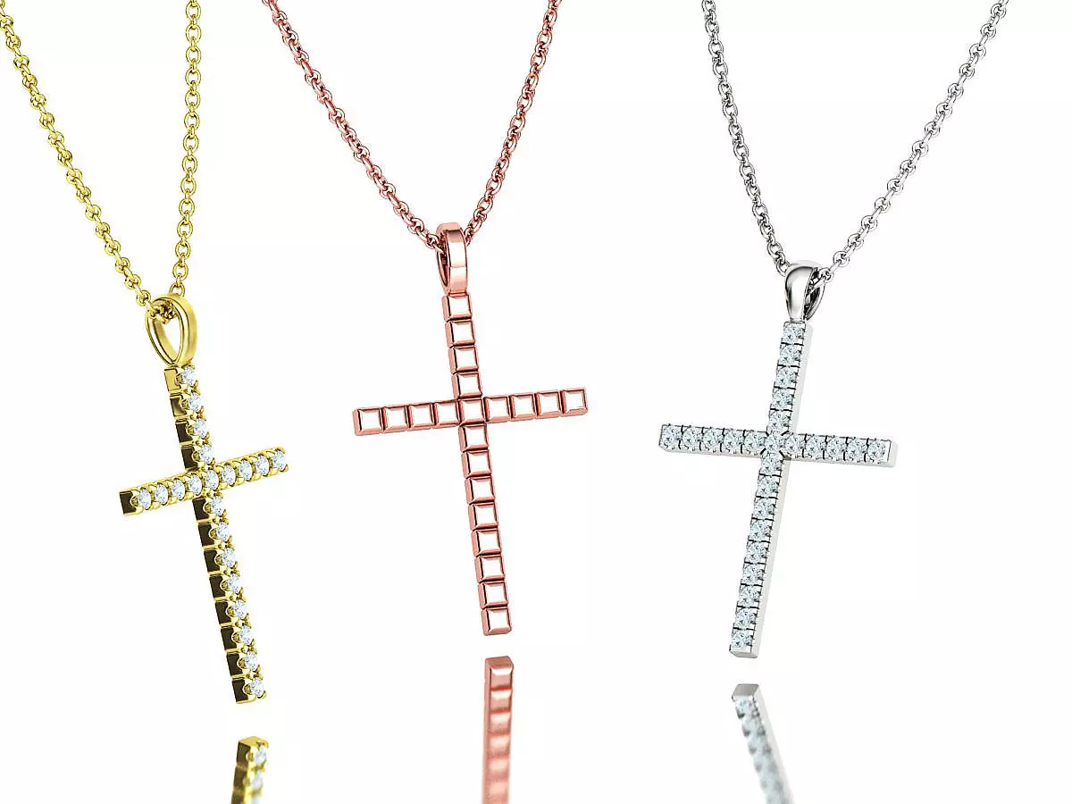 Diamond Cross Collection  30mm Cross Pendants Set of 3 Included _0