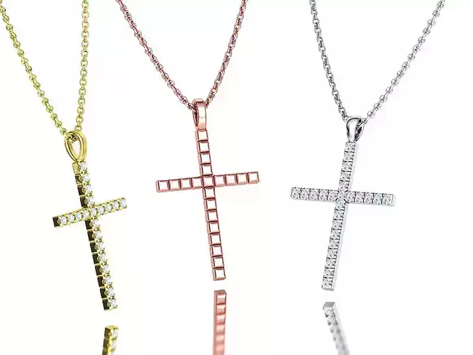 Diamond Cross Collection  30mm Cross Pendants Set of 3 Included