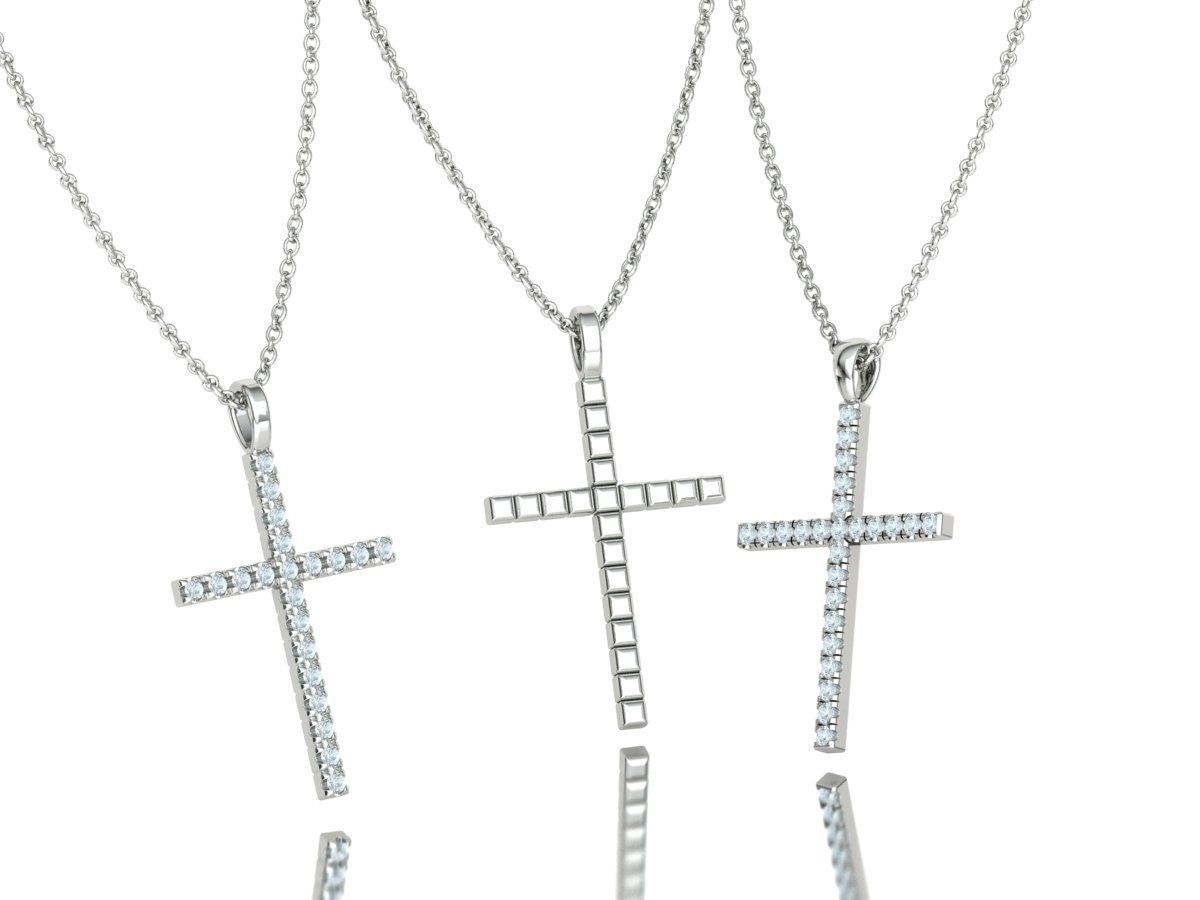 Diamond Cross Collection  30mm Cross Pendants Set of 3 Included _7