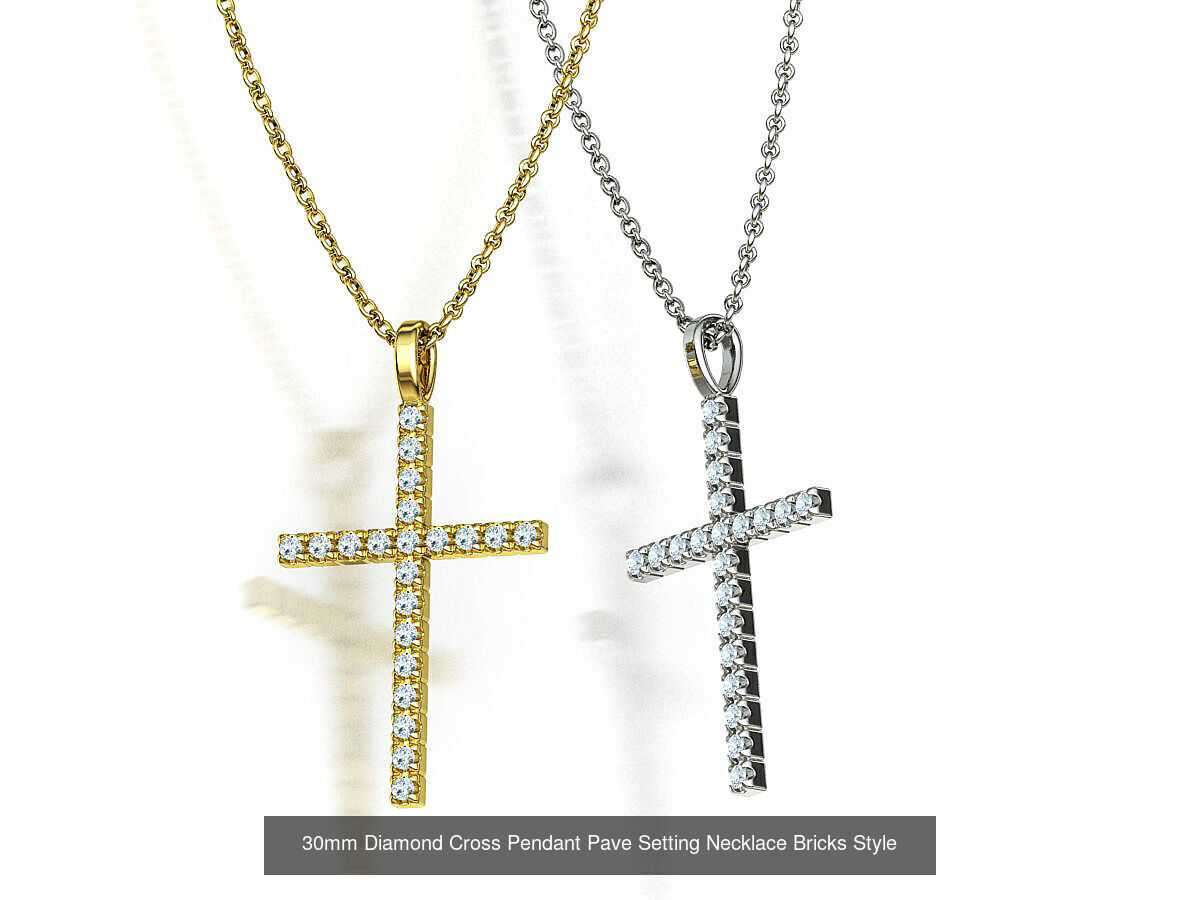 Diamond Cross Collection  30mm Cross Pendants Set of 3 Included _4