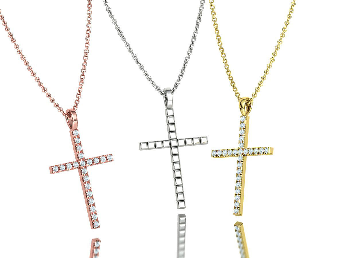 Diamond Cross Collection  30mm Cross Pendants Set of 3 Included _1