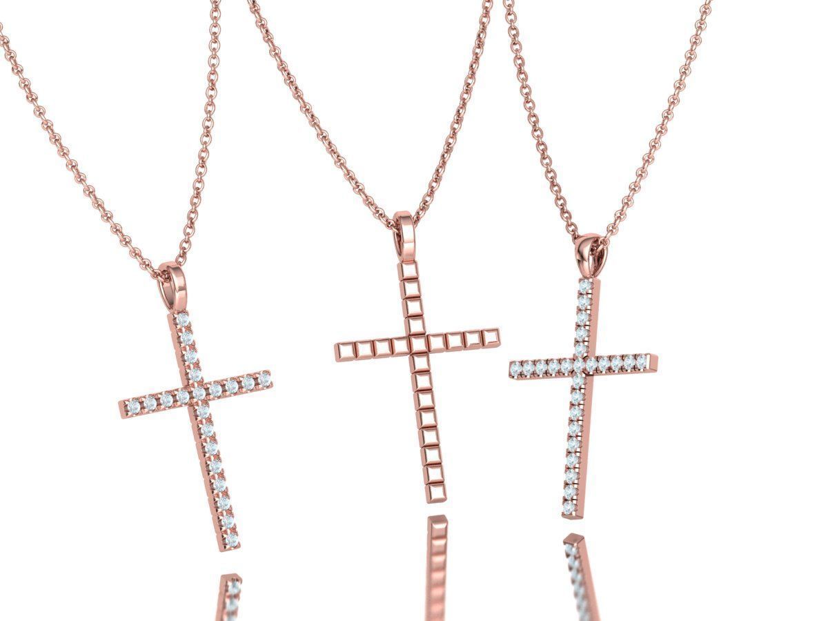 Diamond Cross Collection  30mm Cross Pendants Set of 3 Included _5