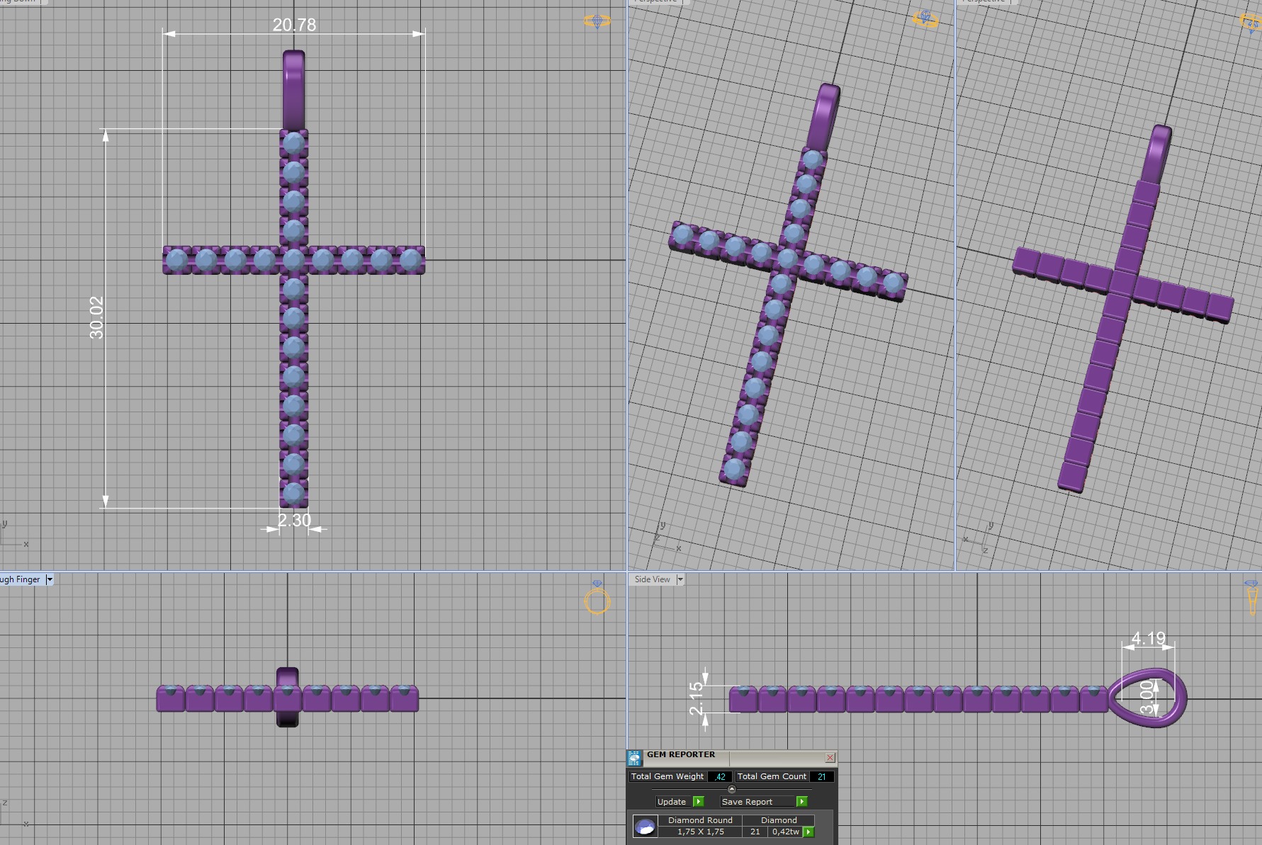 Diamond Cross Collection  30mm Cross Pendants Set of 3 Included _8