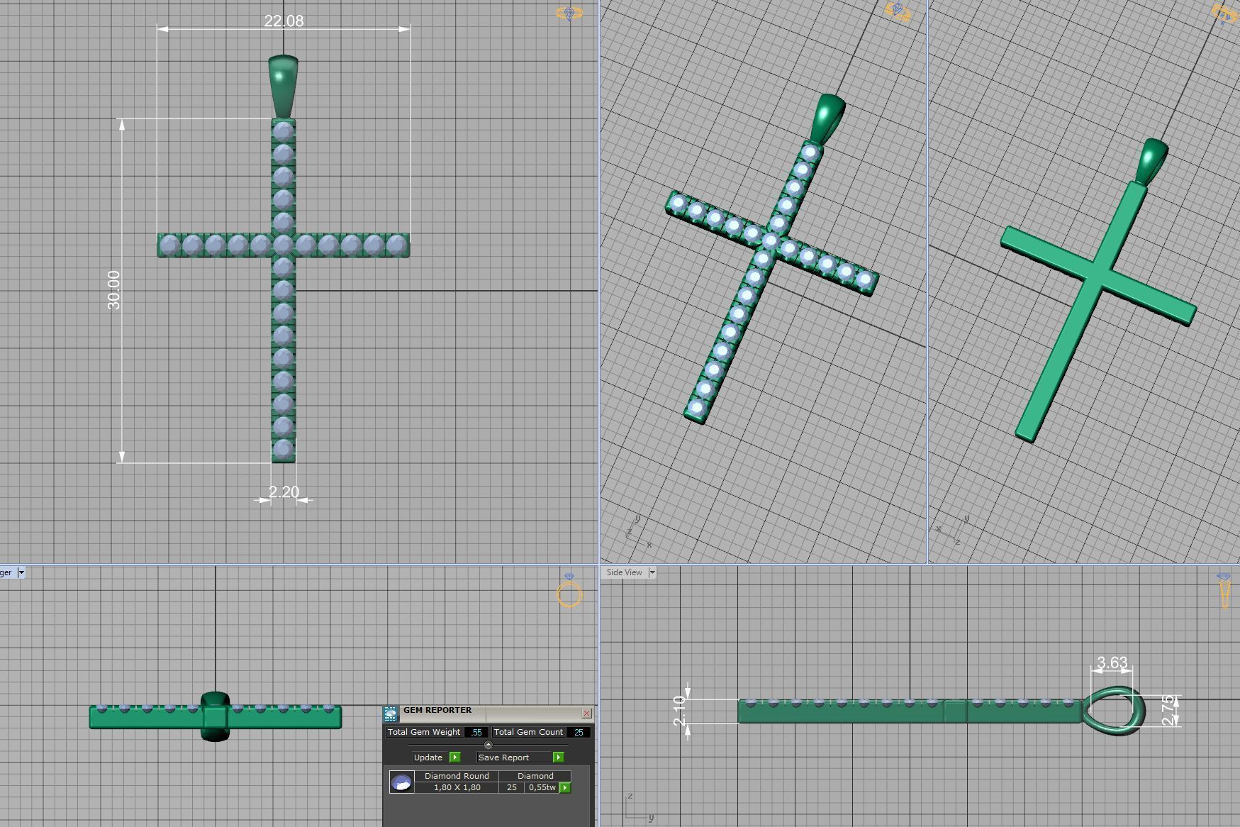 Diamond Cross Collection  30mm Cross Pendants Set of 3 Included _12