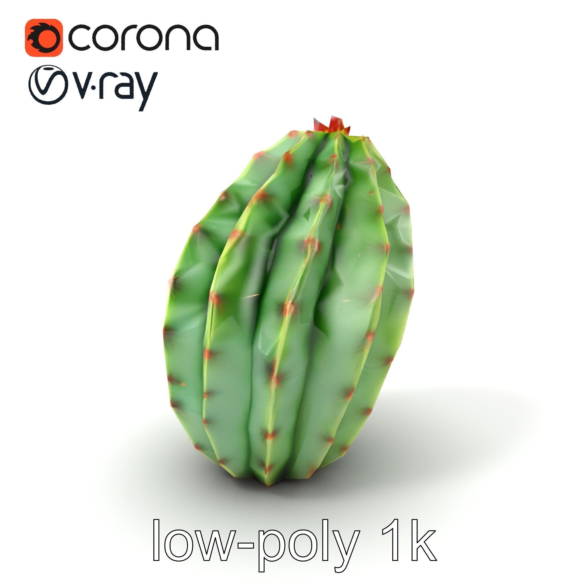 Wavy Cactus with Thorny Protrusions model pack Low-poly 3D model_5