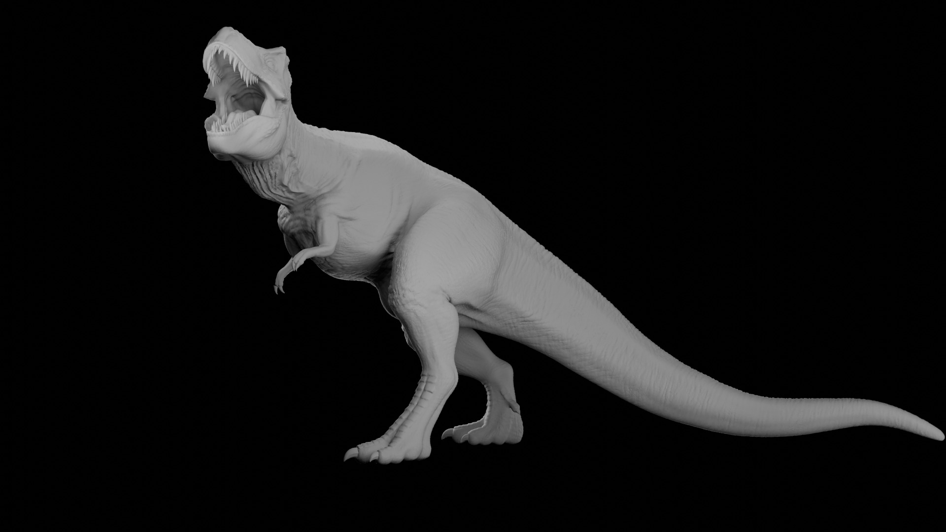 Rigged T-Rex Detailed Base Mesh Clean Retopology 3D model_12