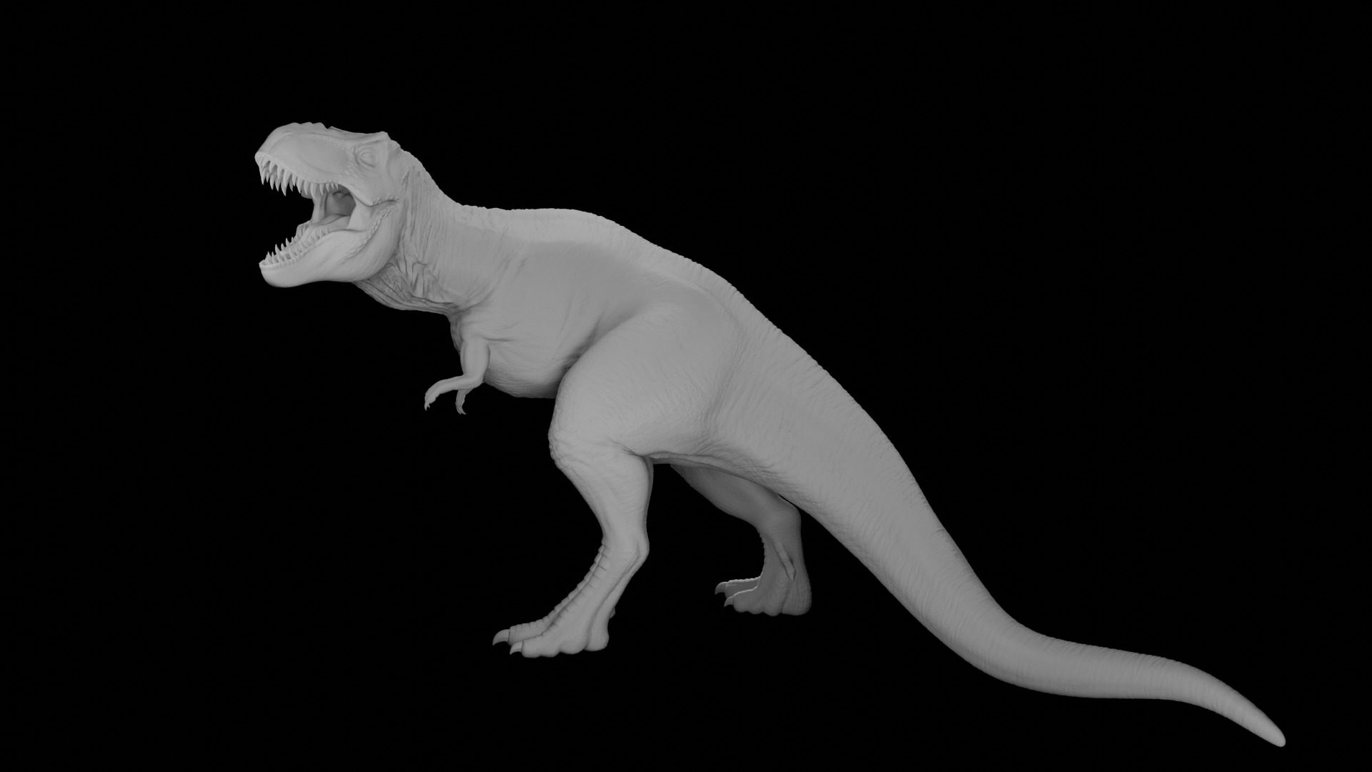 Rigged T-Rex Detailed Base Mesh Clean Retopology 3D model_1