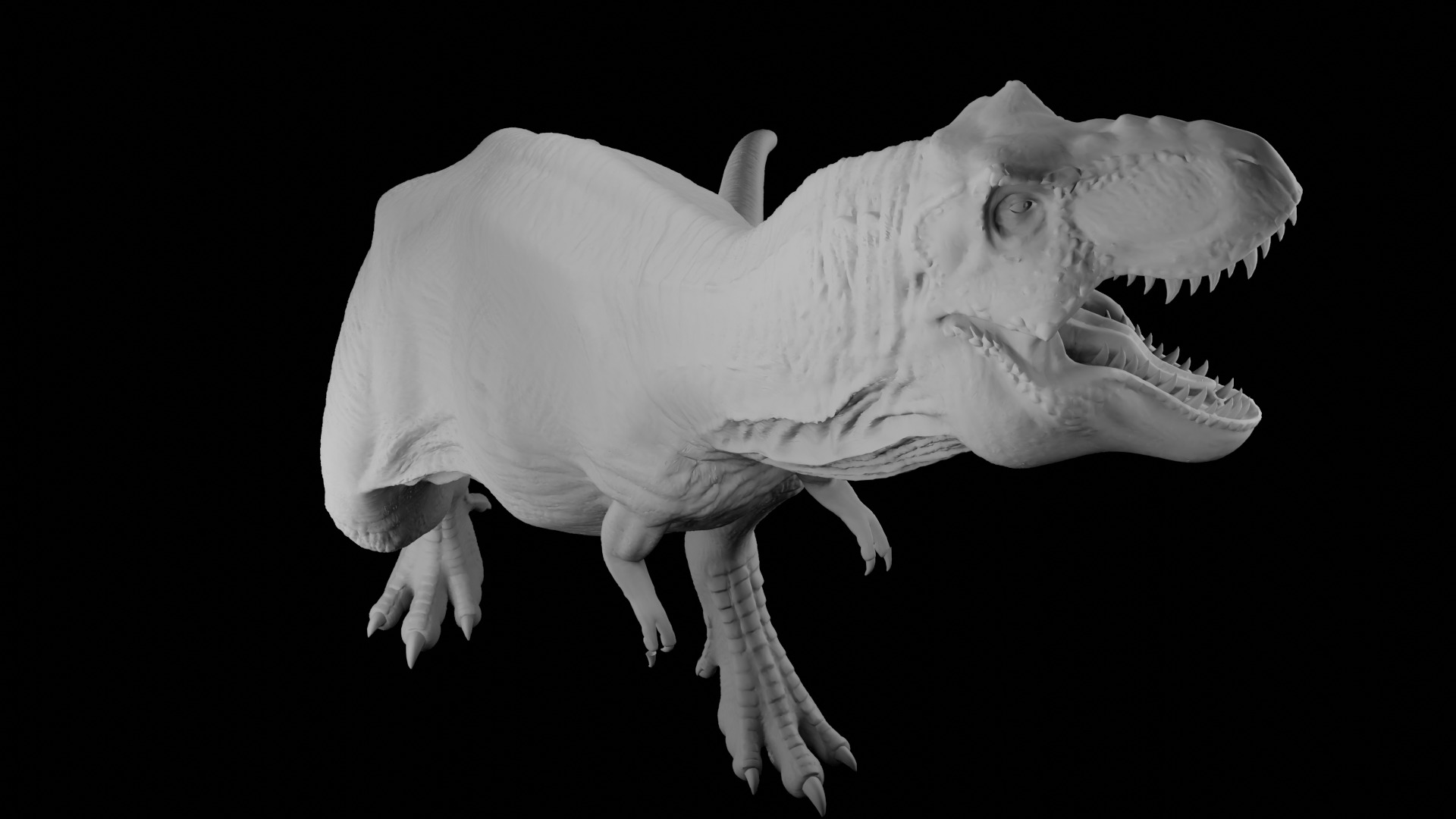 Rigged T-Rex Detailed Base Mesh Clean Retopology 3D model_10