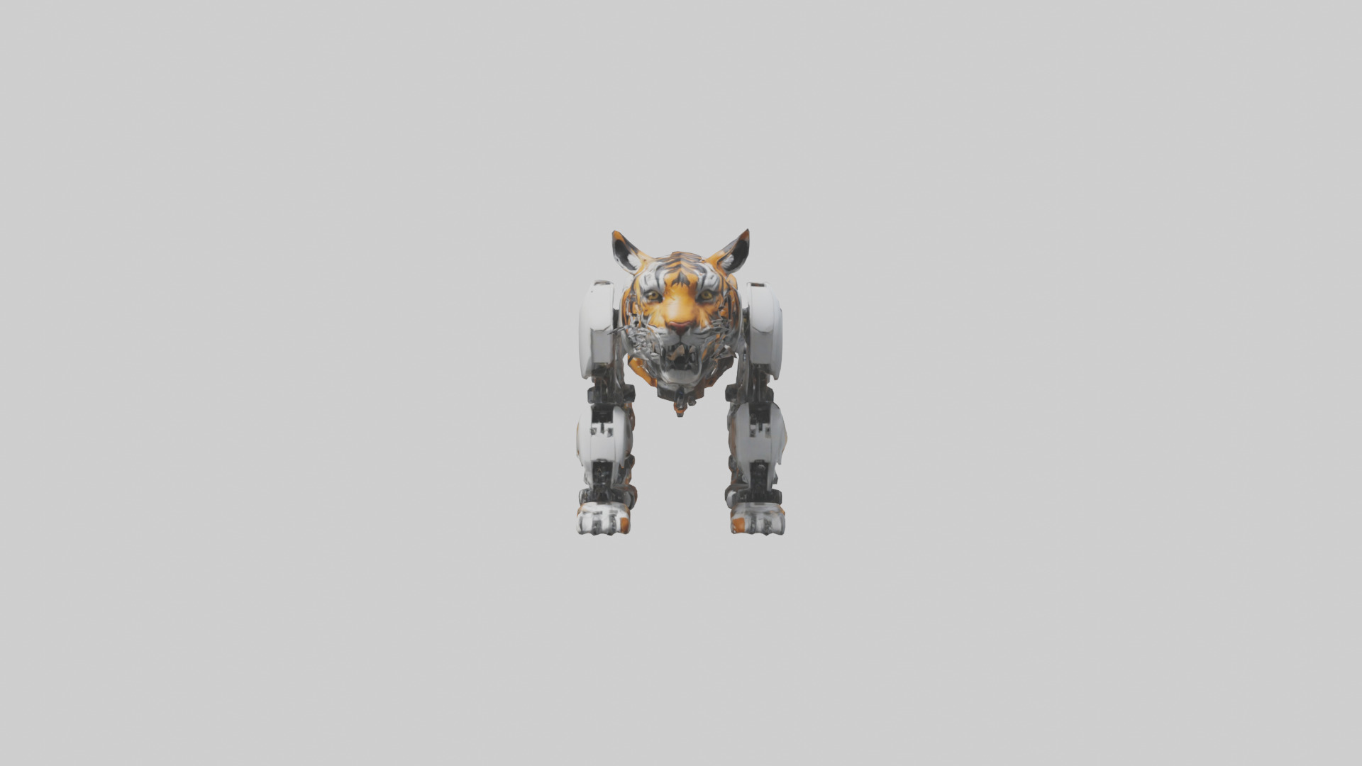Robot version of a tiger model Low-poly 3D model_9