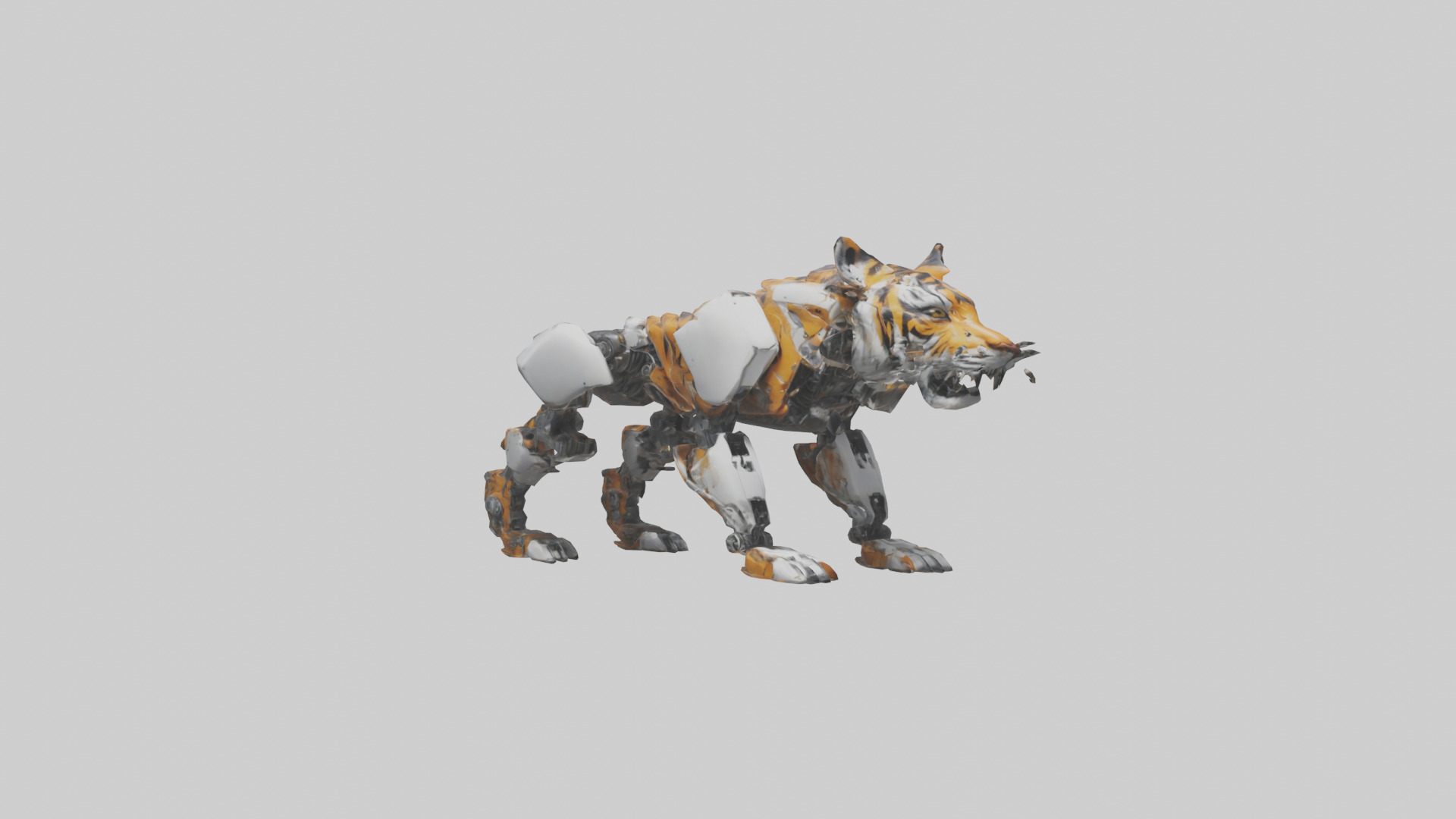 Robot version of a tiger model Low-poly 3D model_8