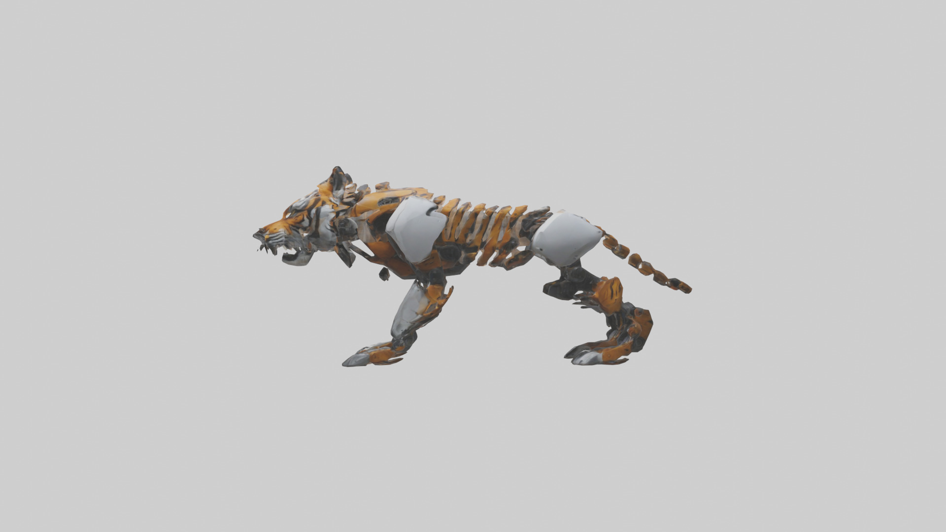 Robot version of a tiger model Low-poly 3D model_12