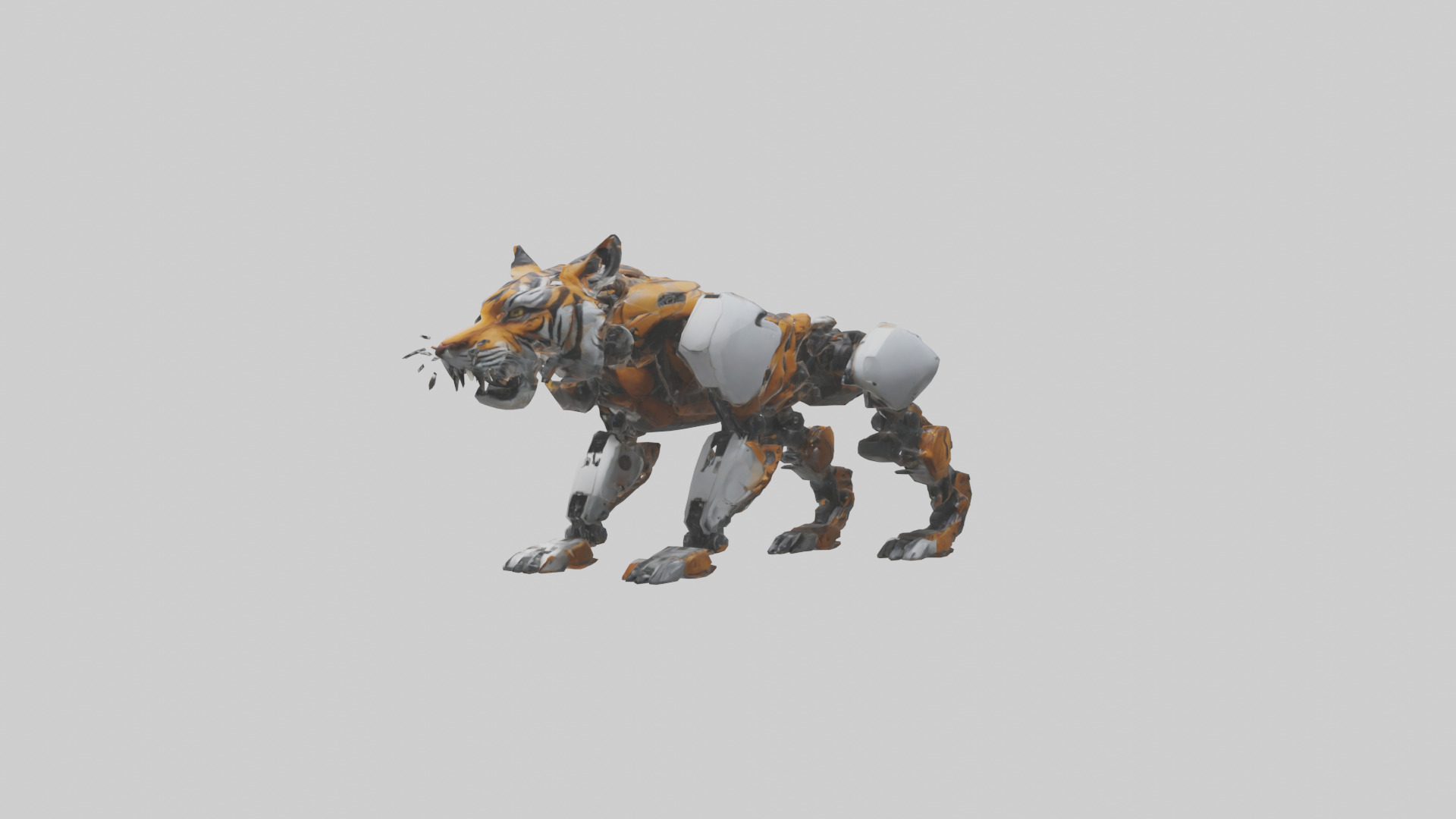 Robot version of a tiger model Low-poly 3D model_10