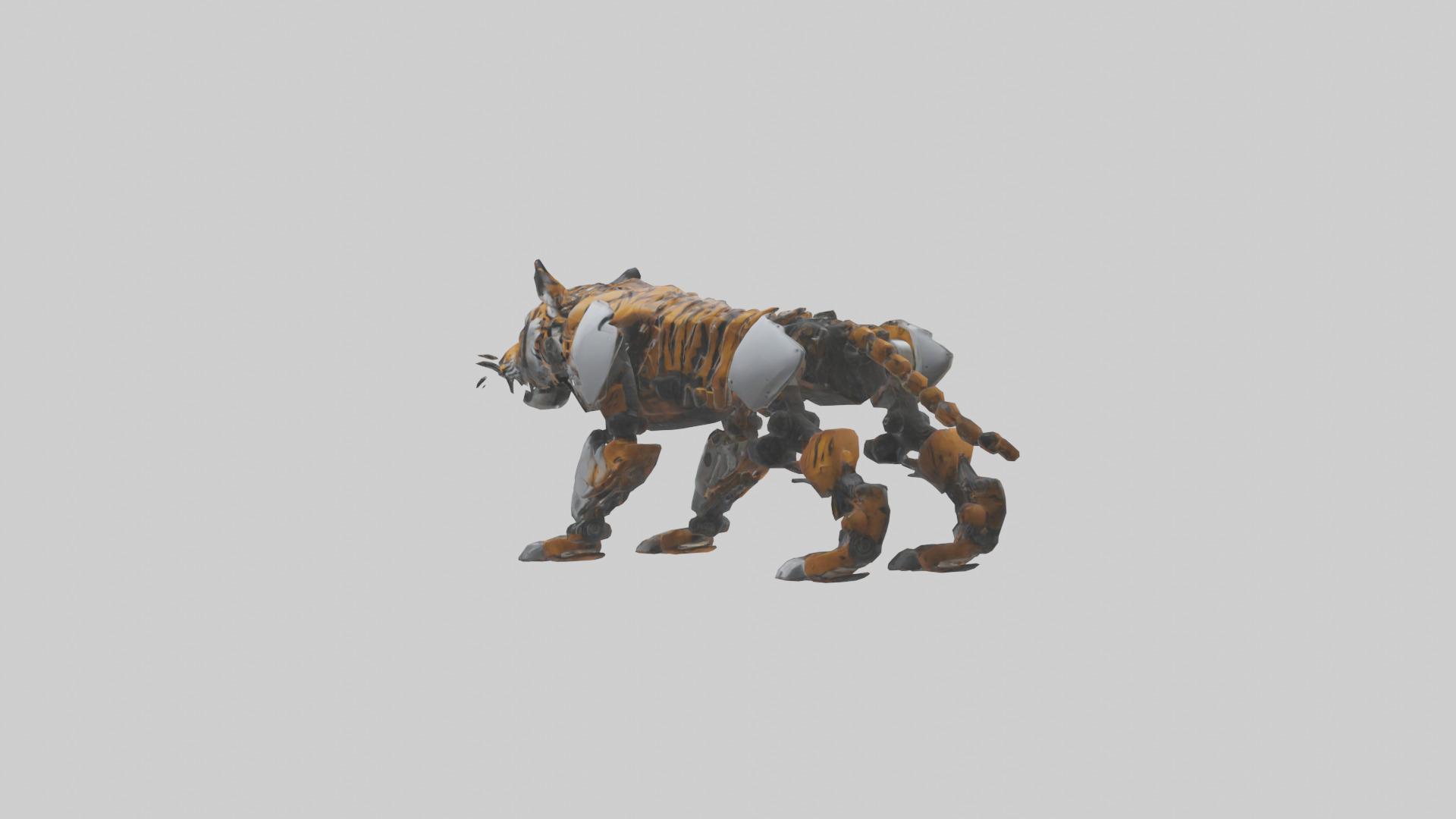 Robot version of a tiger model Low-poly 3D model_2