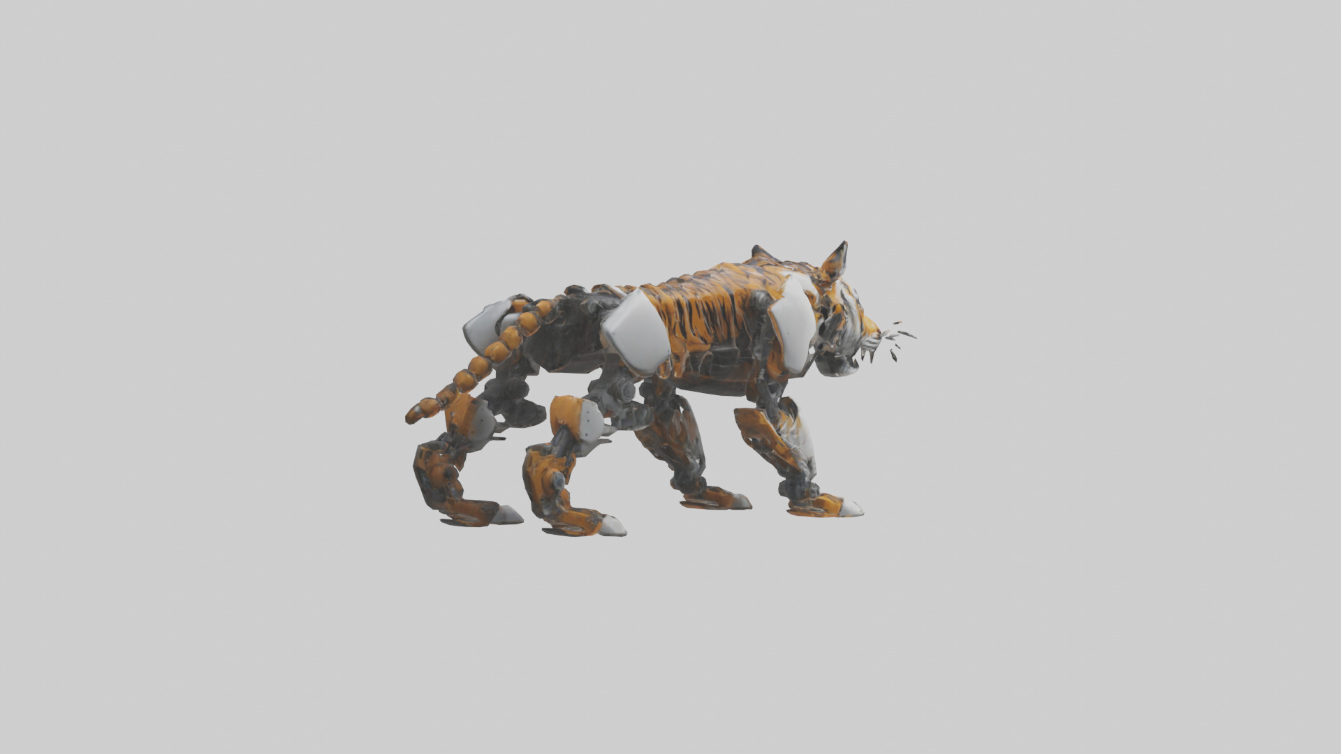 Robot version of a tiger model Low-poly 3D model_3