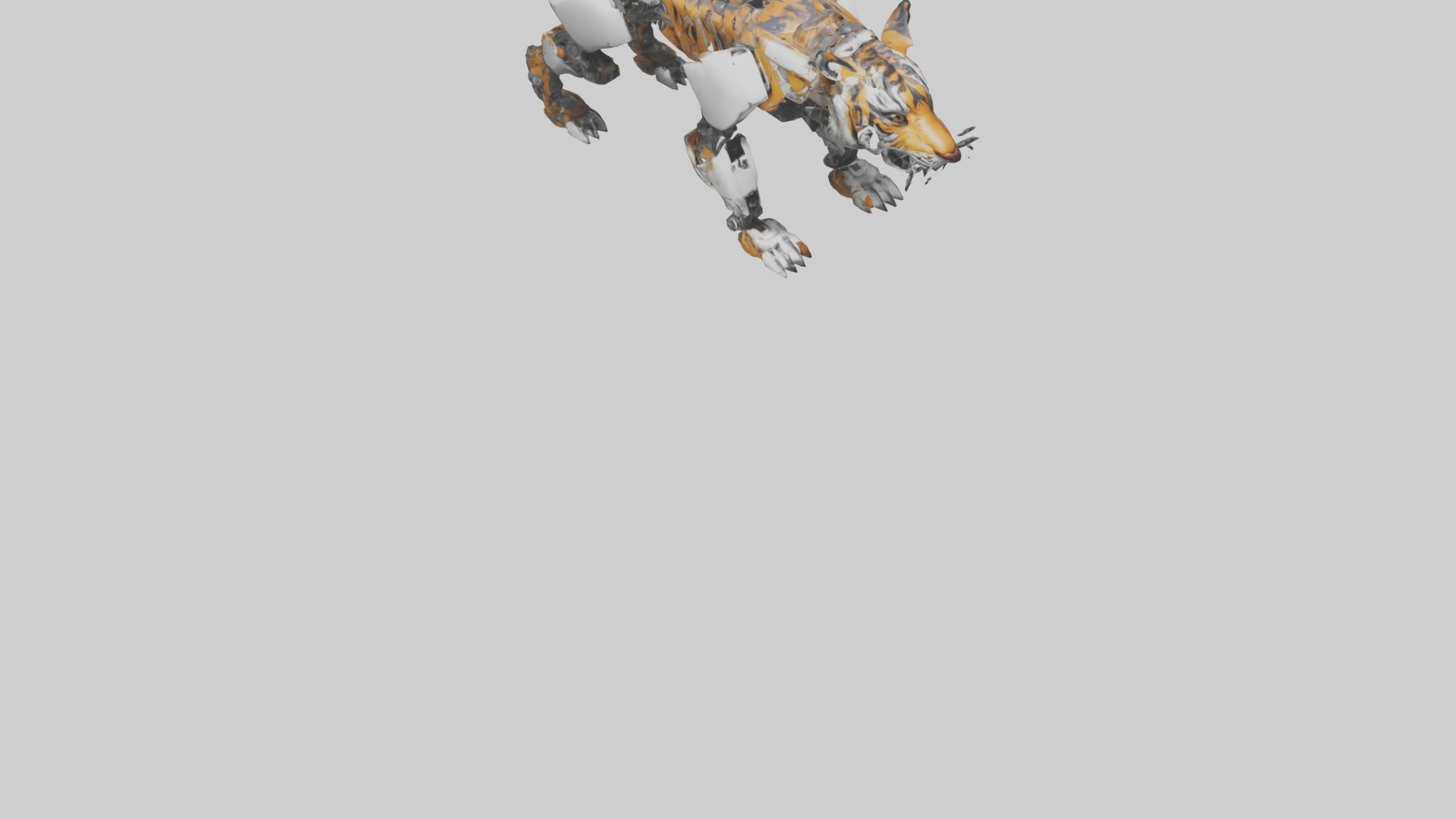 Robot version of a tiger model Low-poly 3D model_7