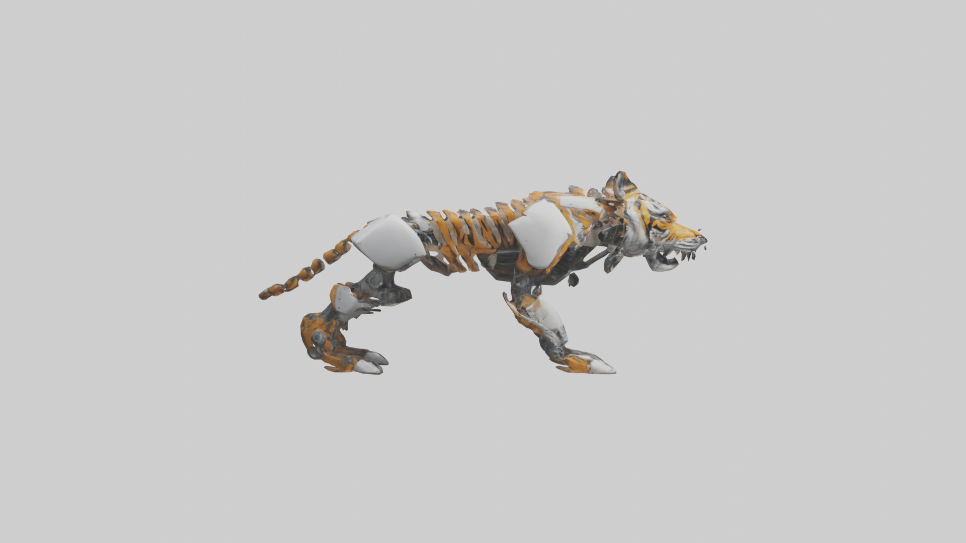 Robot version of a tiger model Low-poly 3D model_13