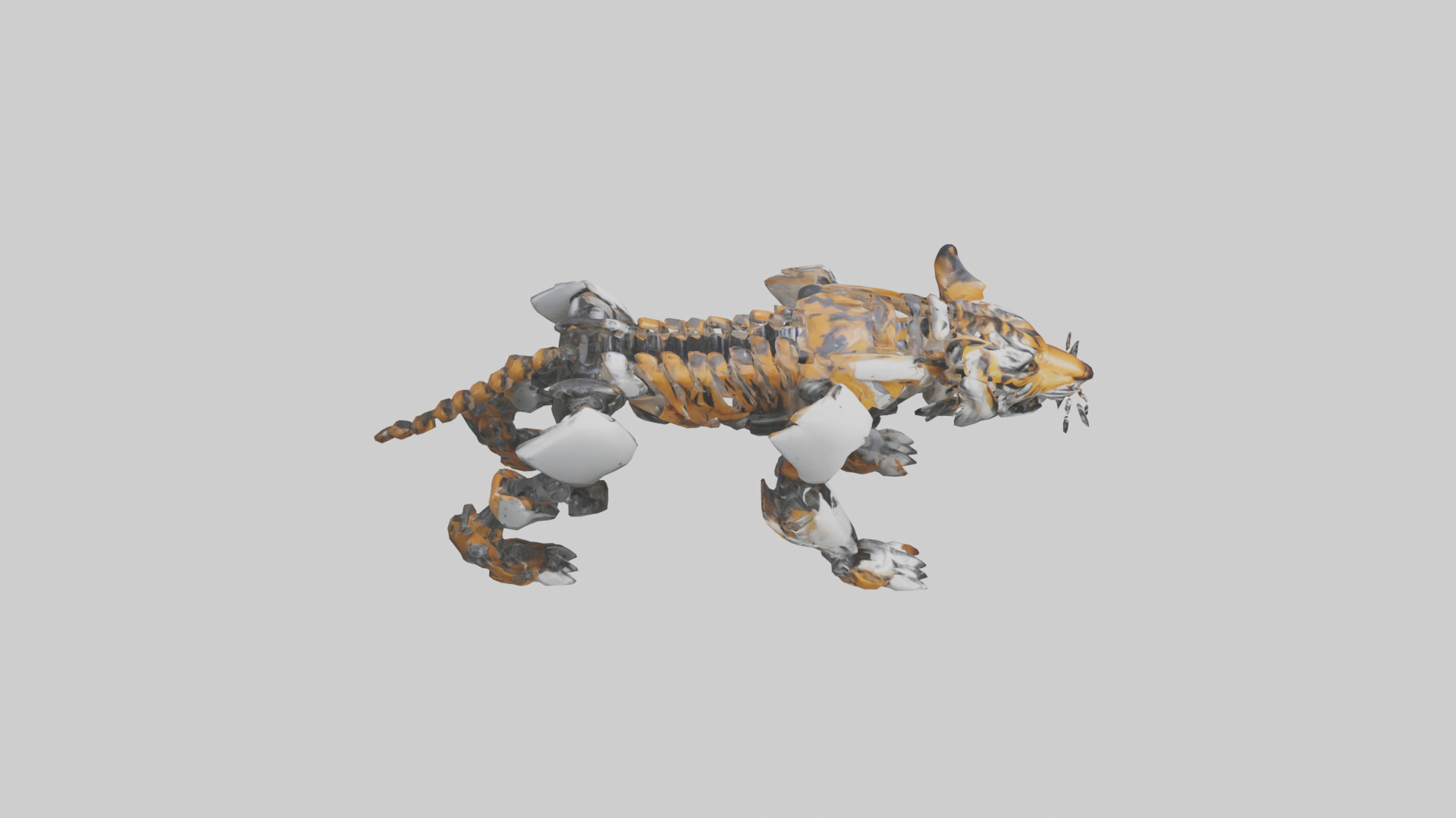 Robot version of a tiger model Low-poly 3D model_18
