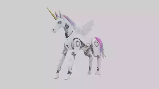 Robot version of a unicorn model Low-poly 3D model